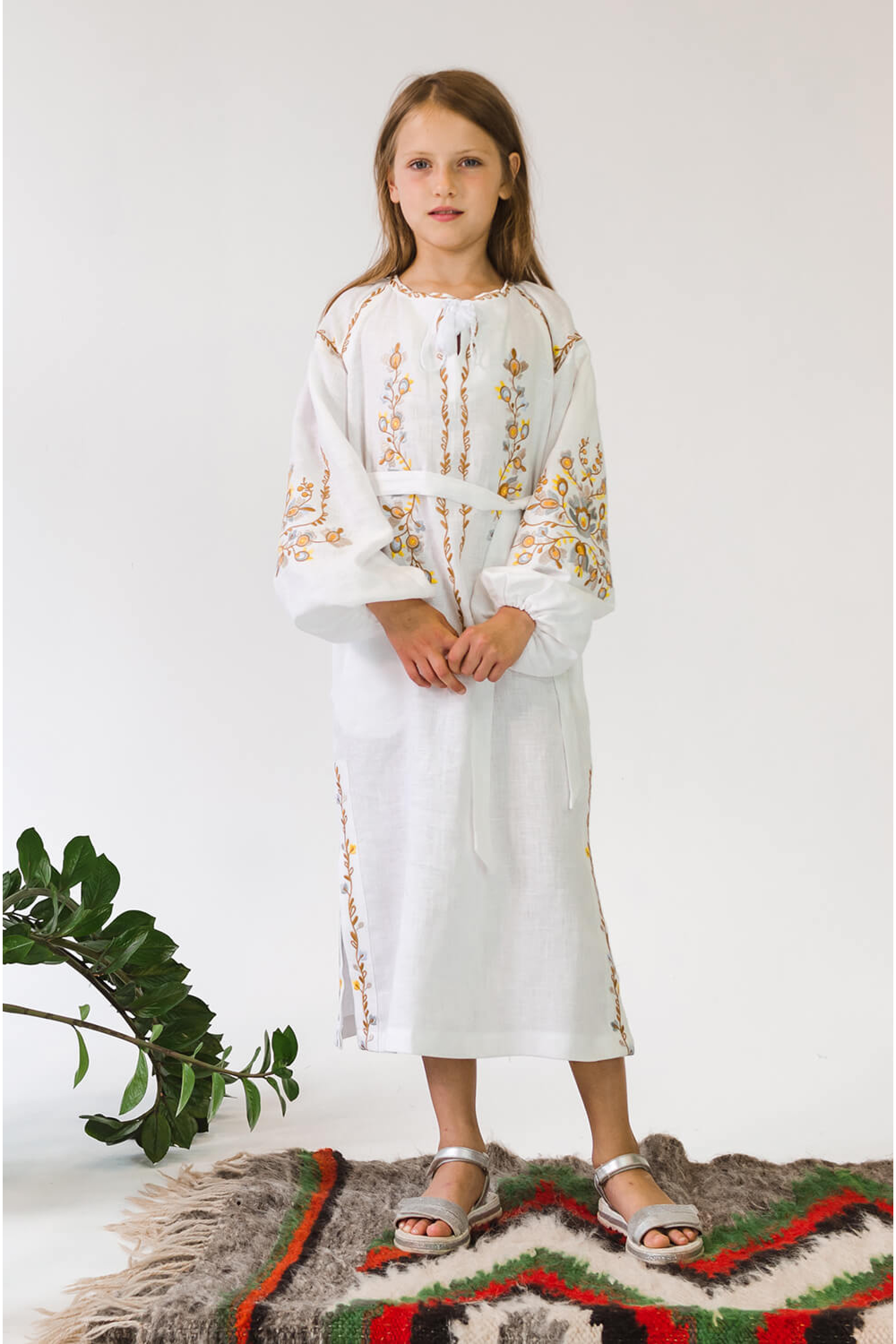 Embroidered dress for girls White 5