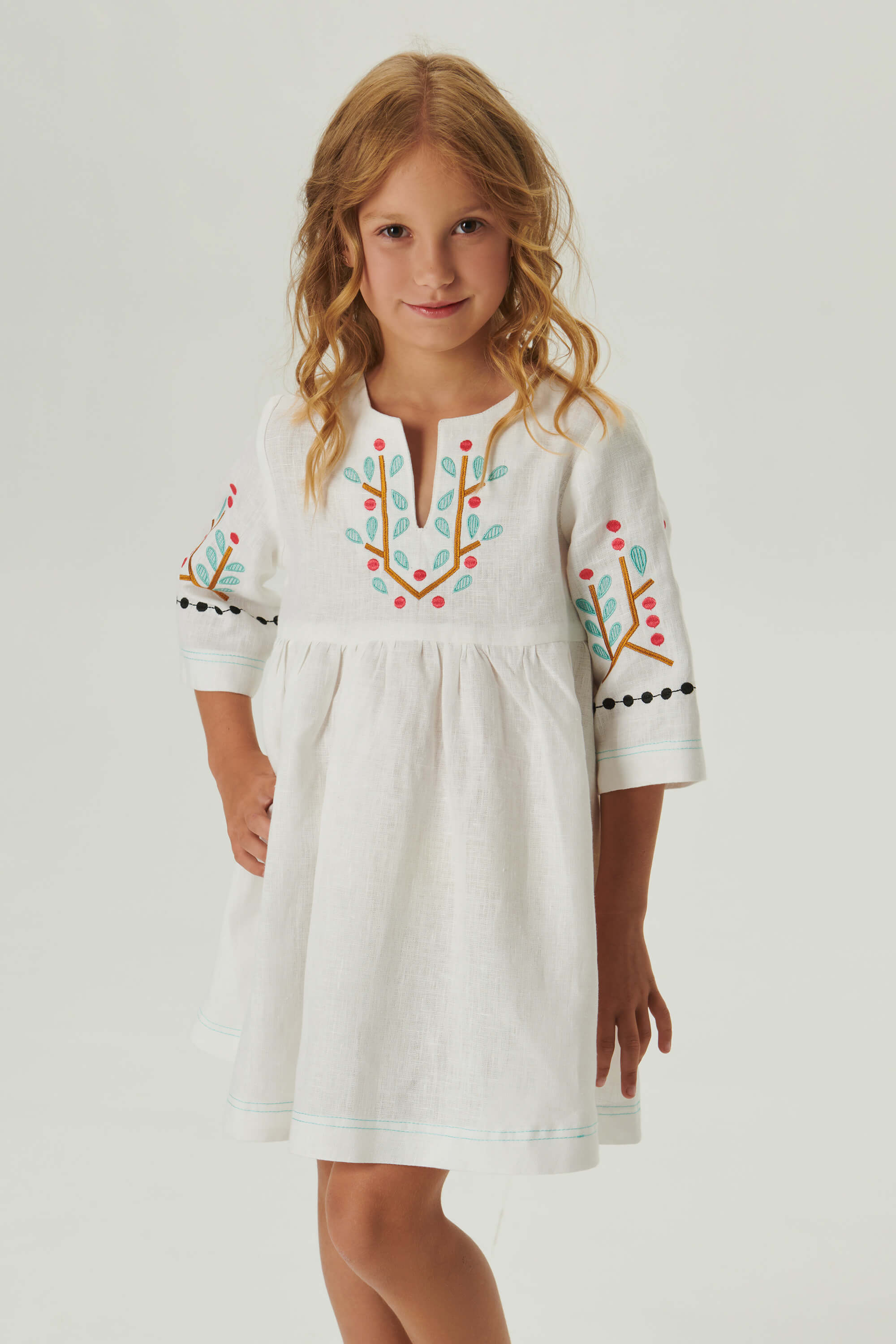Embroidered white dress for a girl Love Ukraine 2