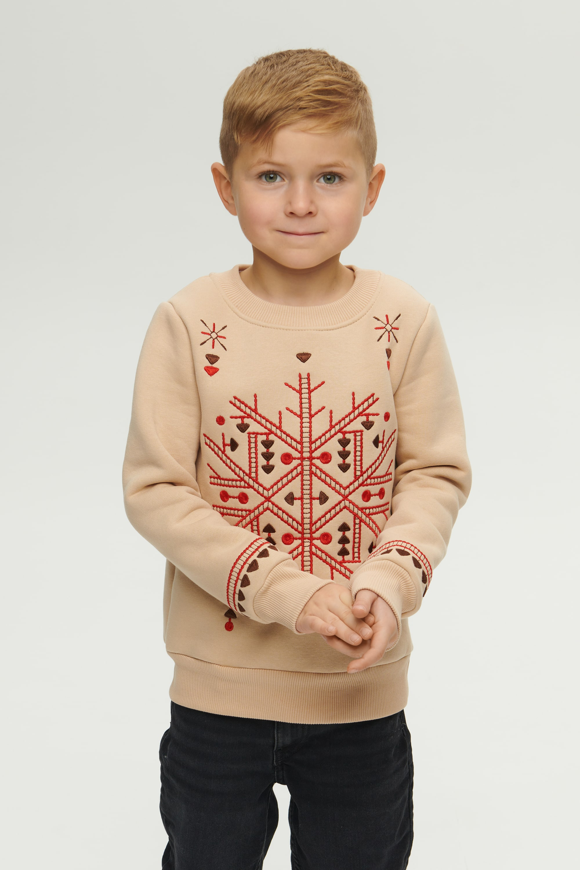 Christmas beige sweatshirt for a boy