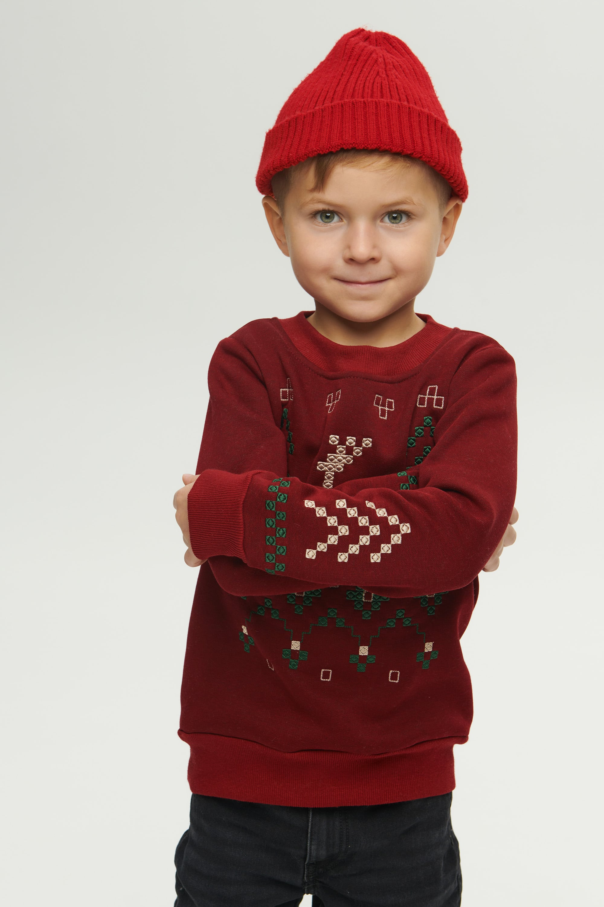 Christmas burgundy sweatshirt for a boy December | 80