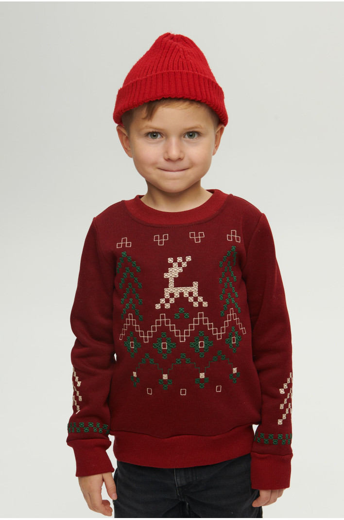 Christmas burgundy sweatshirt for a boy December | 80