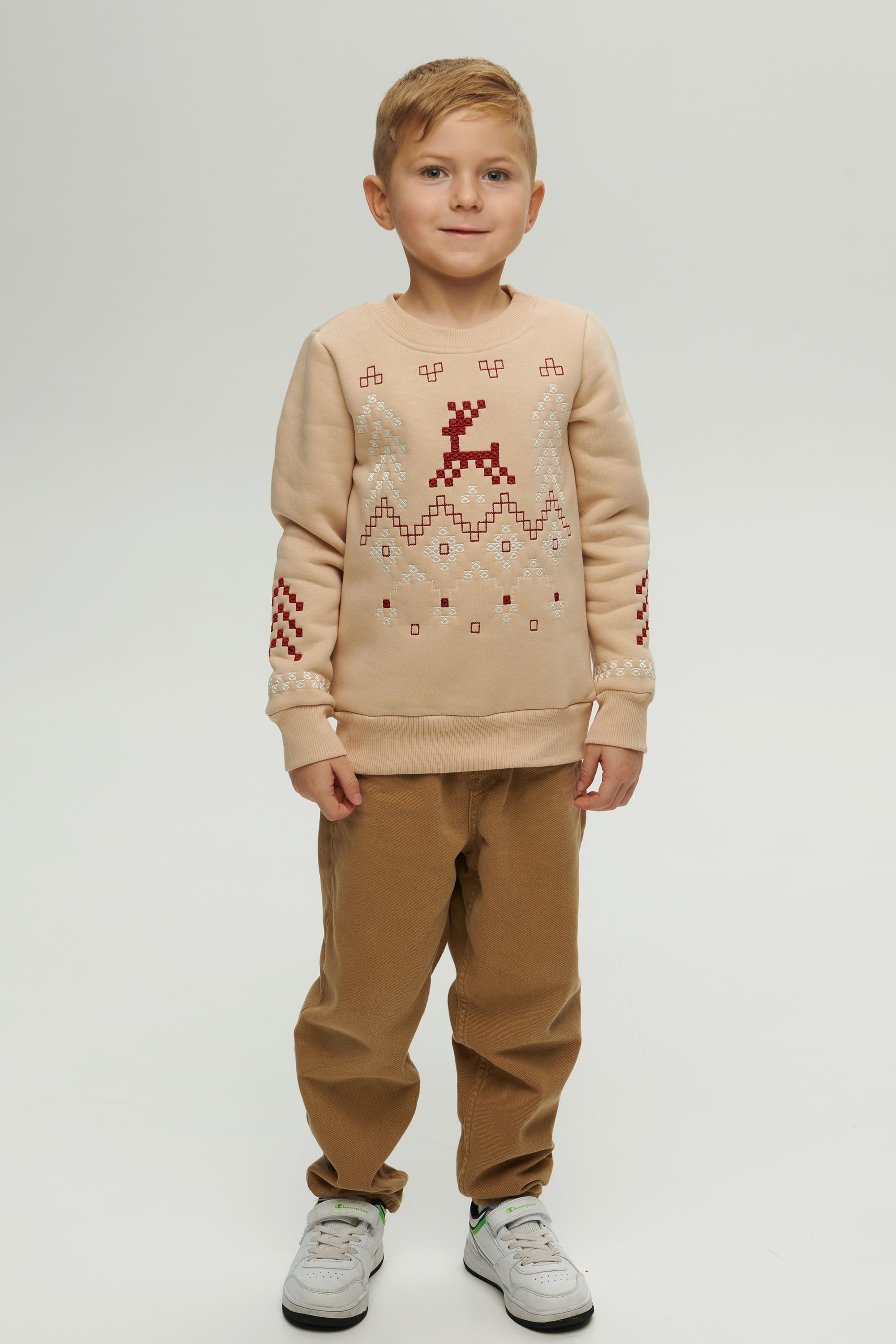 Christmas beige sweatshirt for a boy December