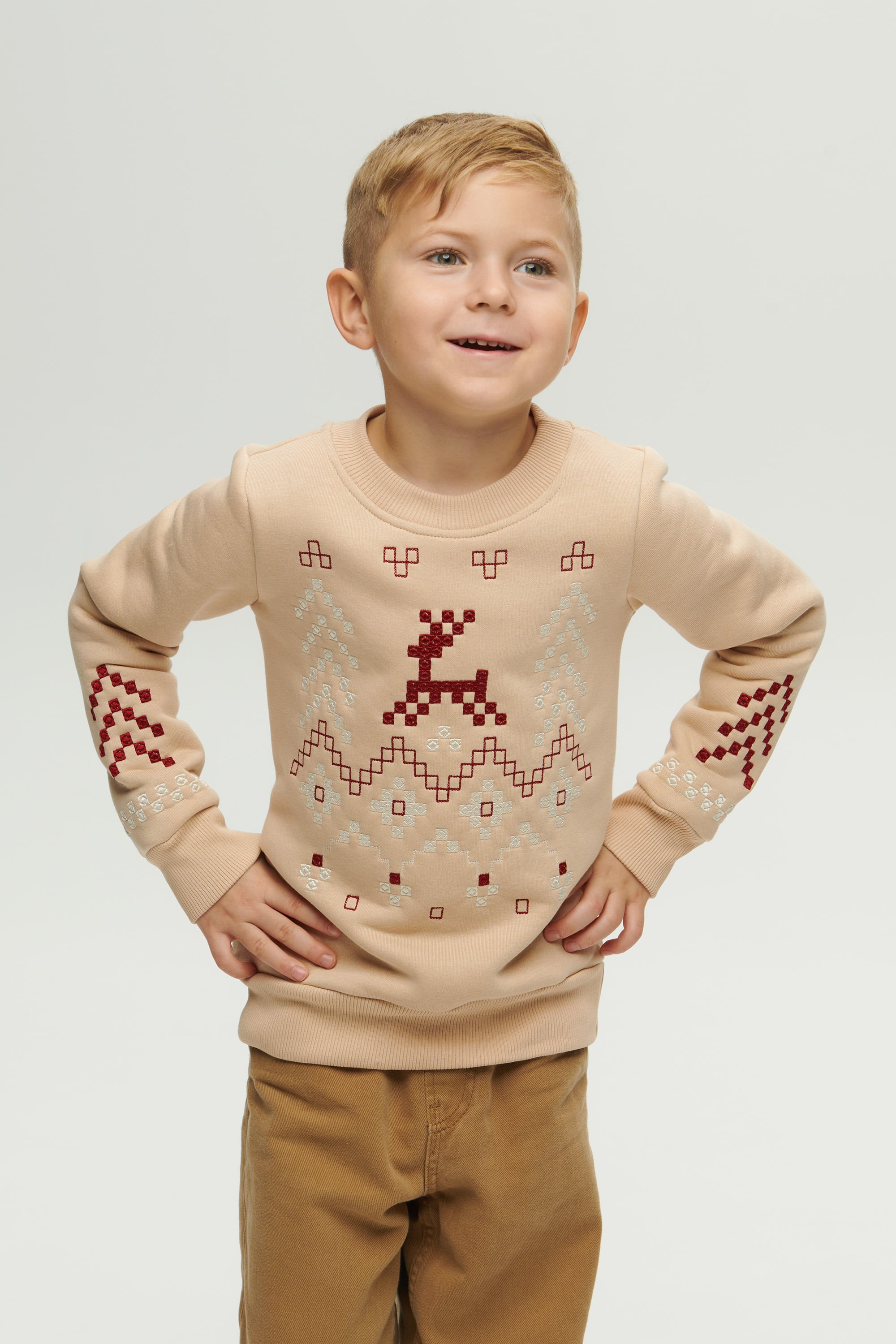 Christmas beige sweatshirt for a boy December
