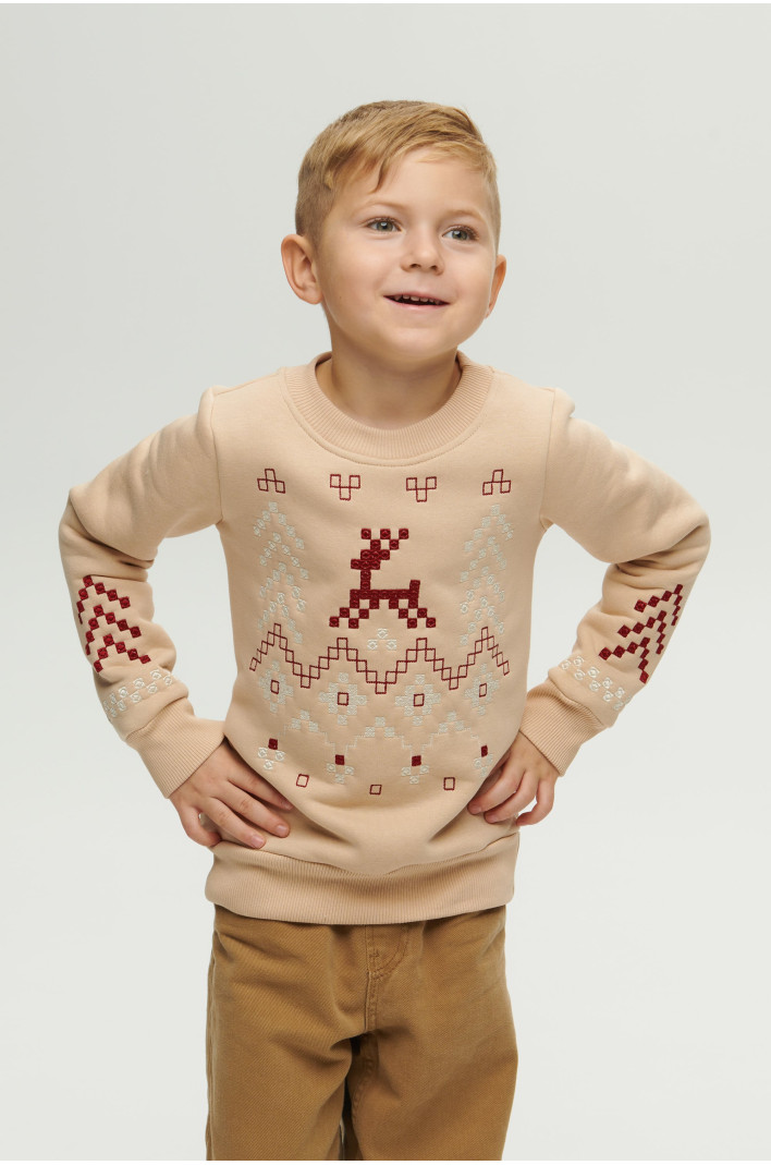 Christmas beige sweatshirt for a boy December | 80