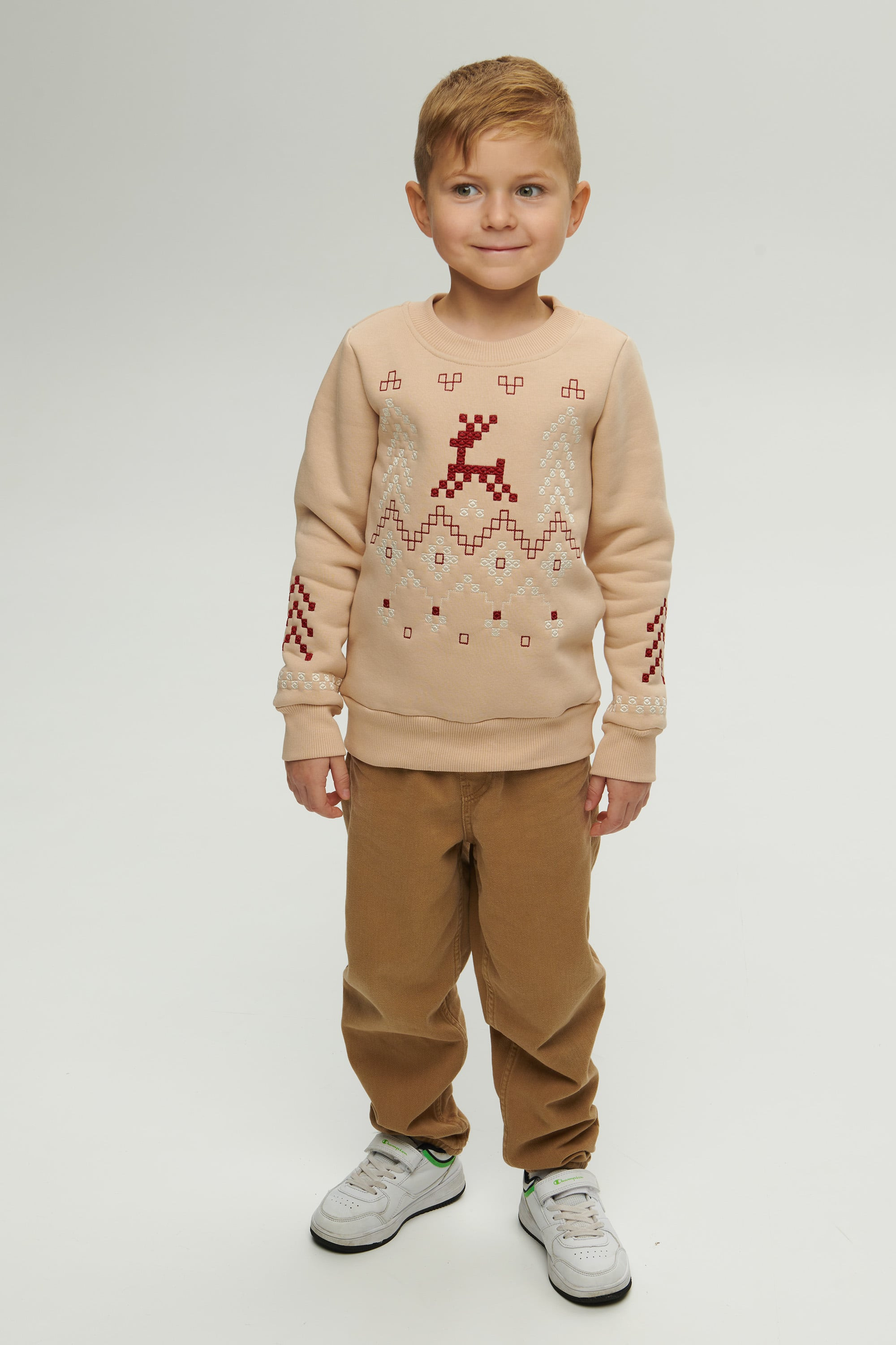 Christmas beige sweatshirt for a boy December