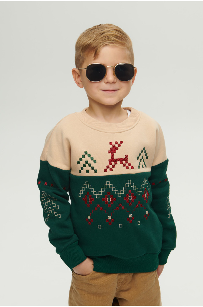 New Year's green sweatshirt for a boy December | 80