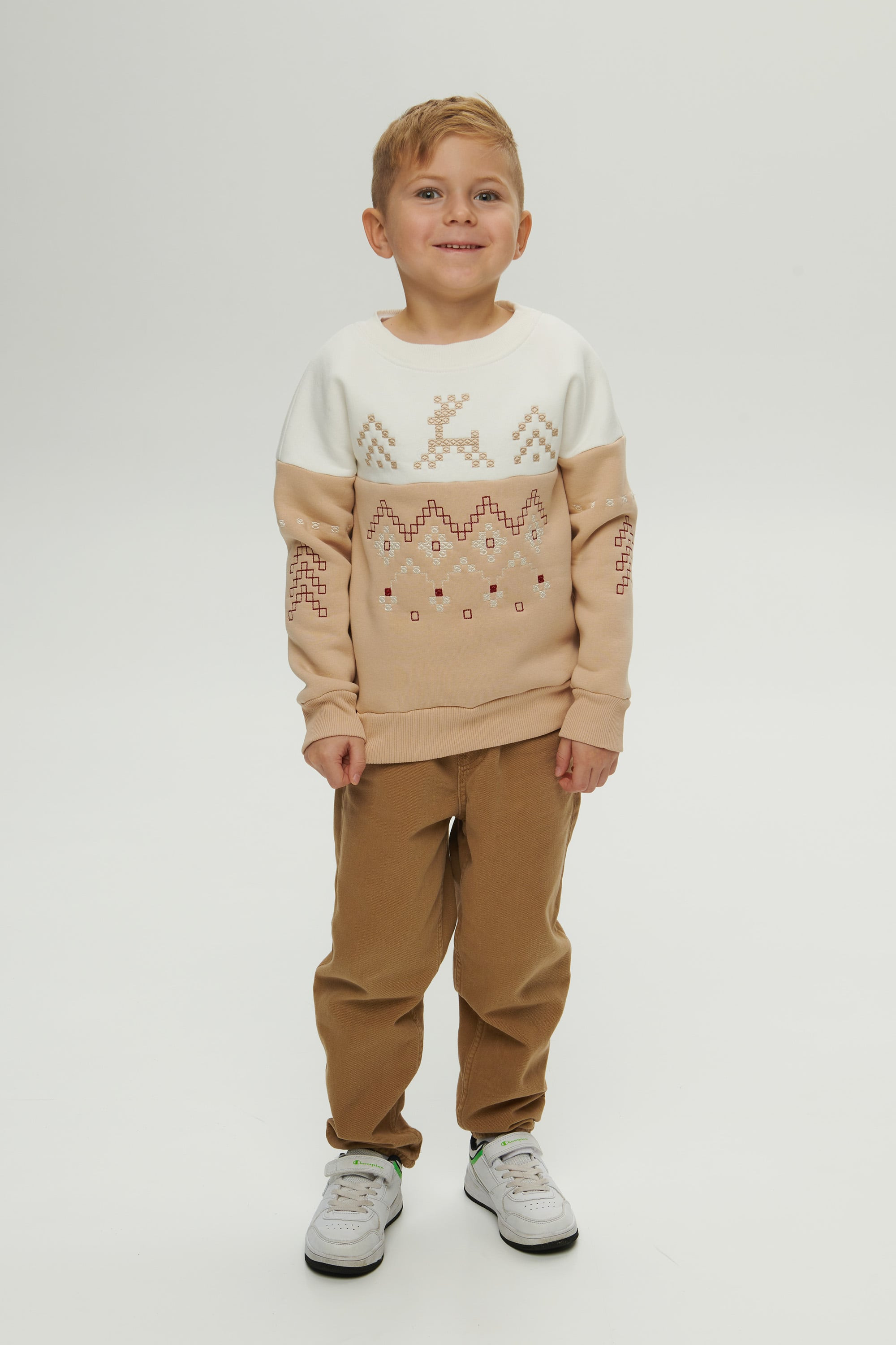 Christmas beige sweatshirt for a boy December