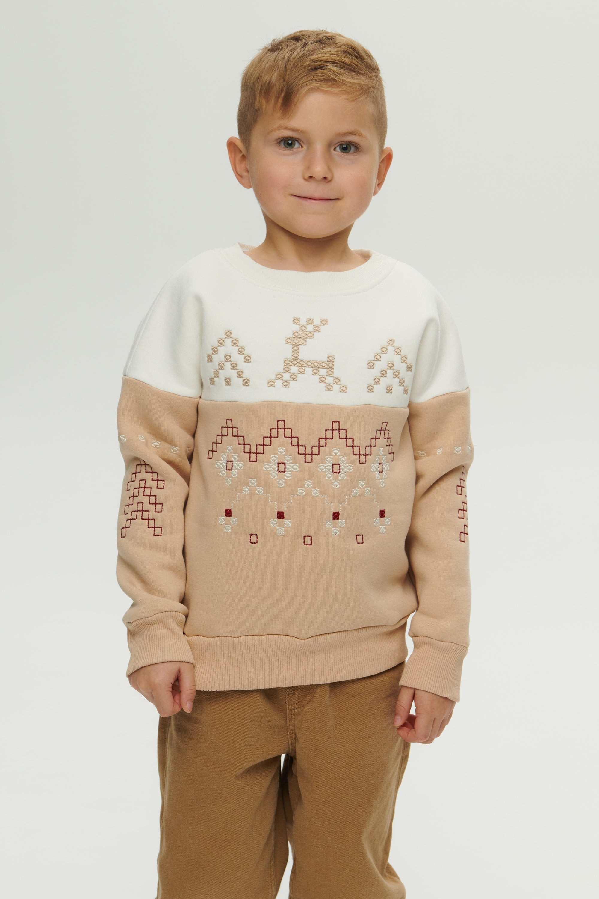 Christmas beige sweatshirt for a boy December
