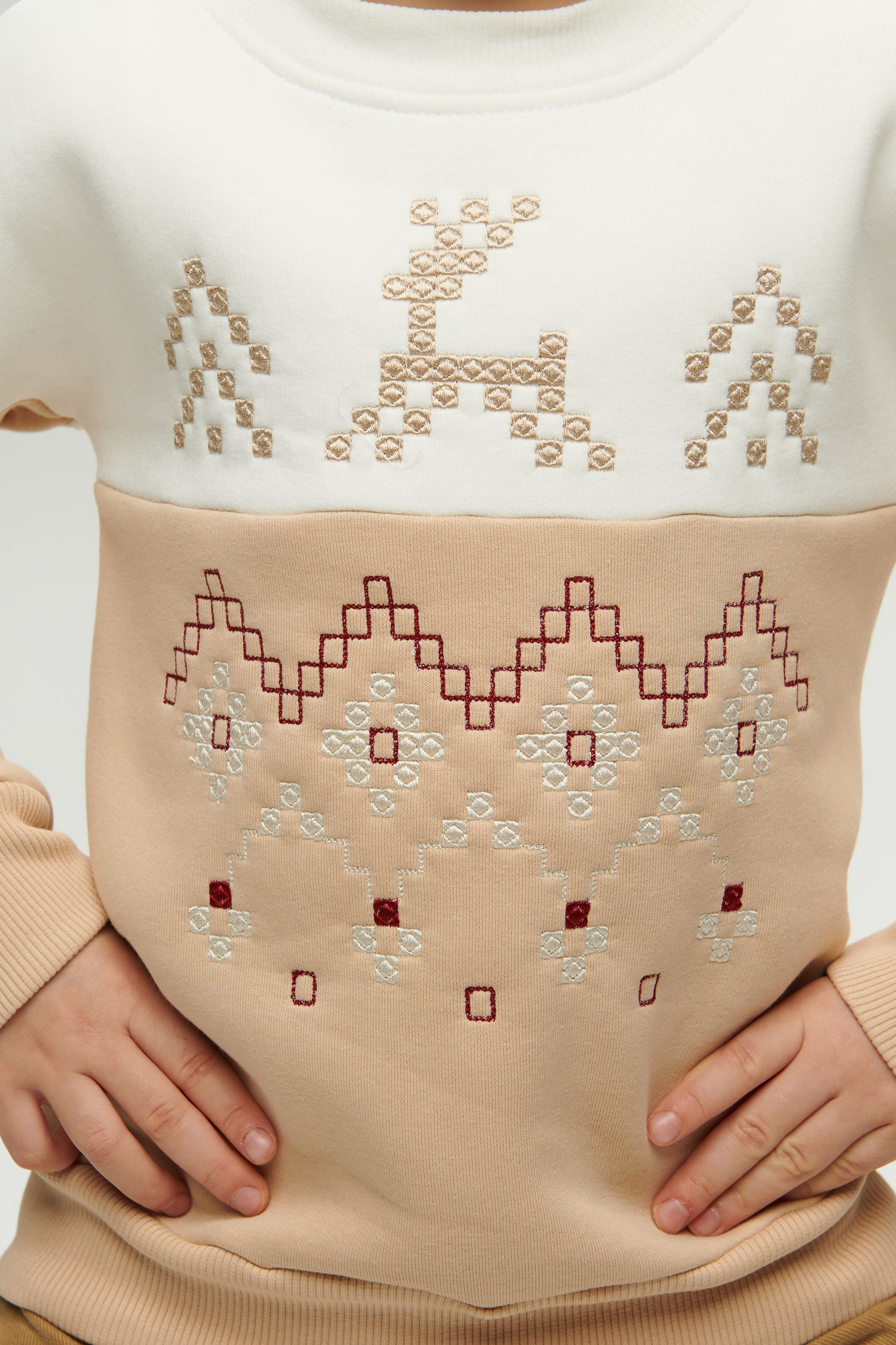 New Year's beige sweatshirt for a girl December | 80
