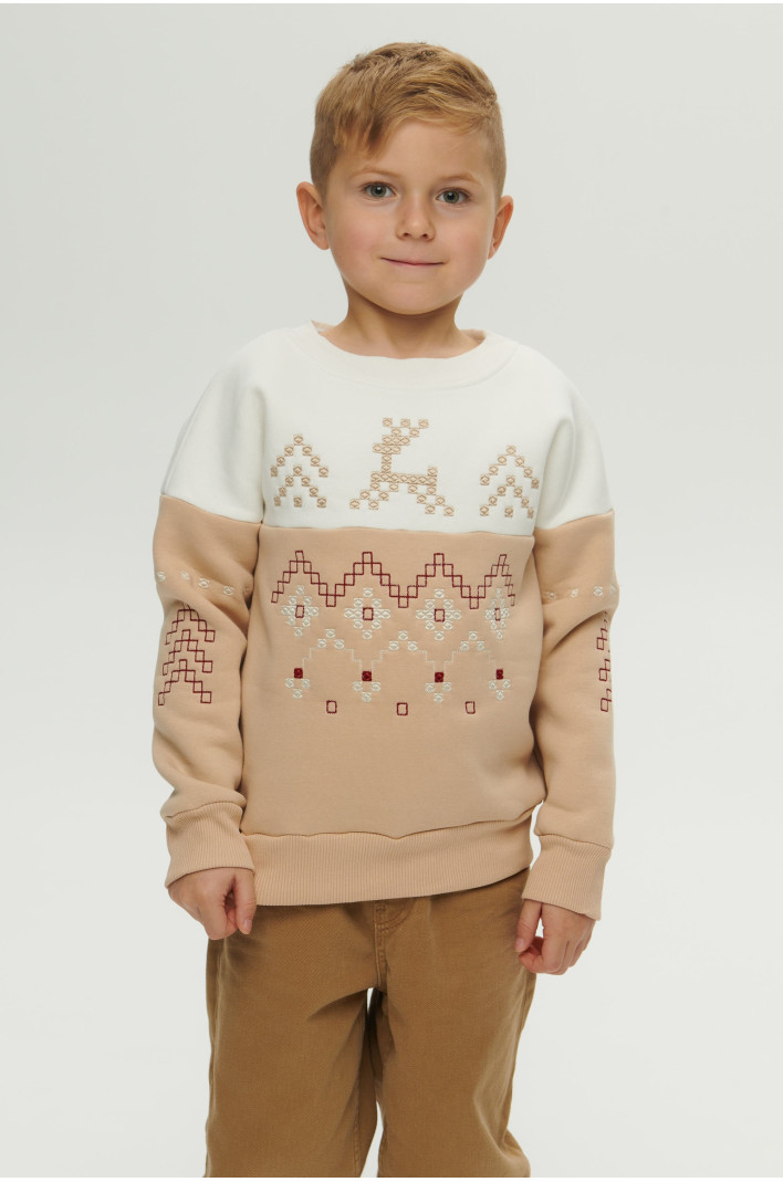 Christmas beige sweatshirt for a boy December | 80