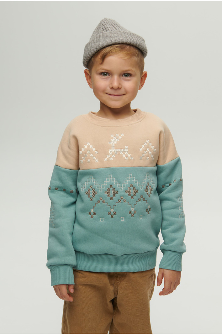 New Year's blue sweatshirt for a boy December | 80