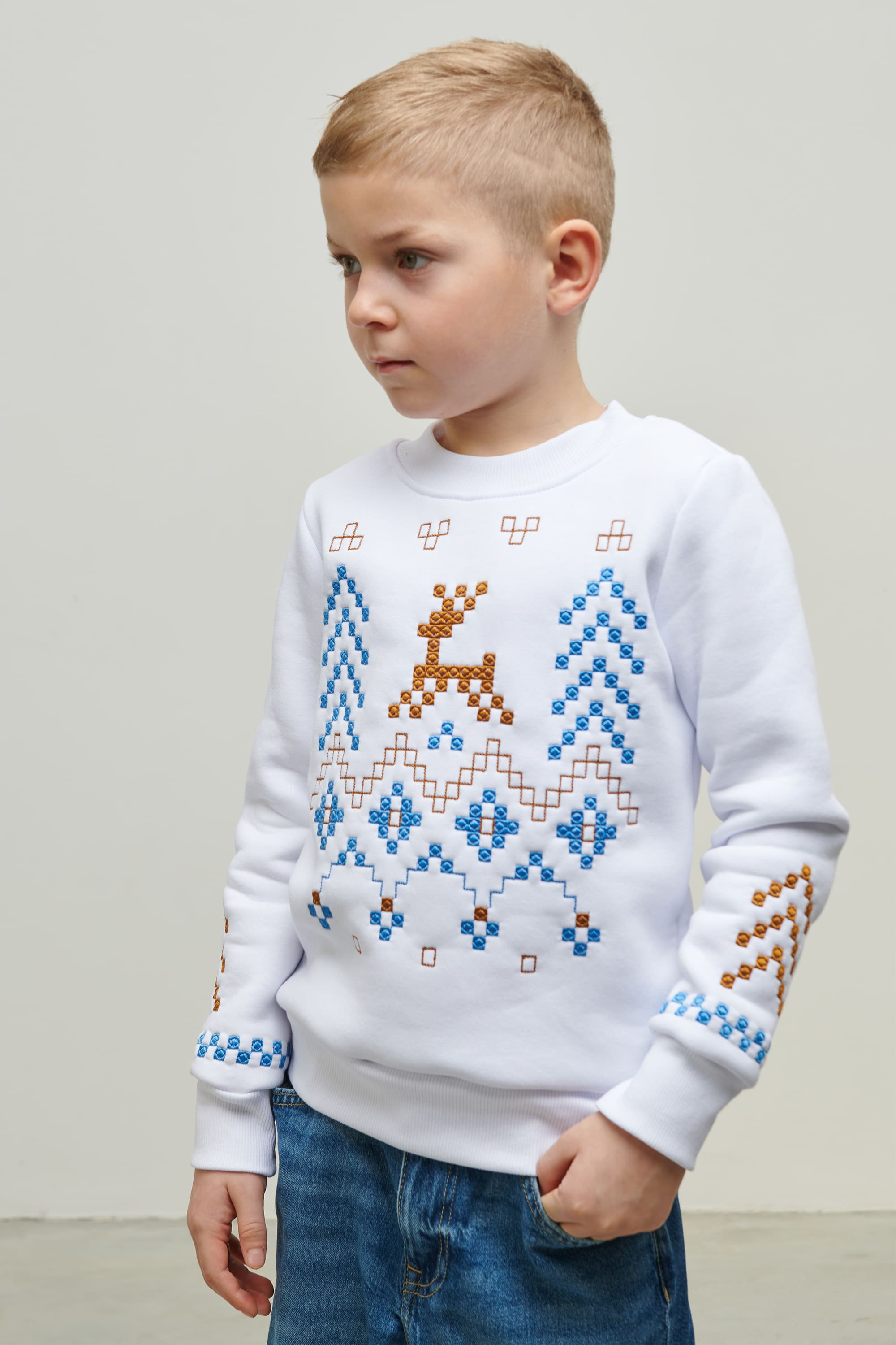 Christmas white sweatshirt for a boy December