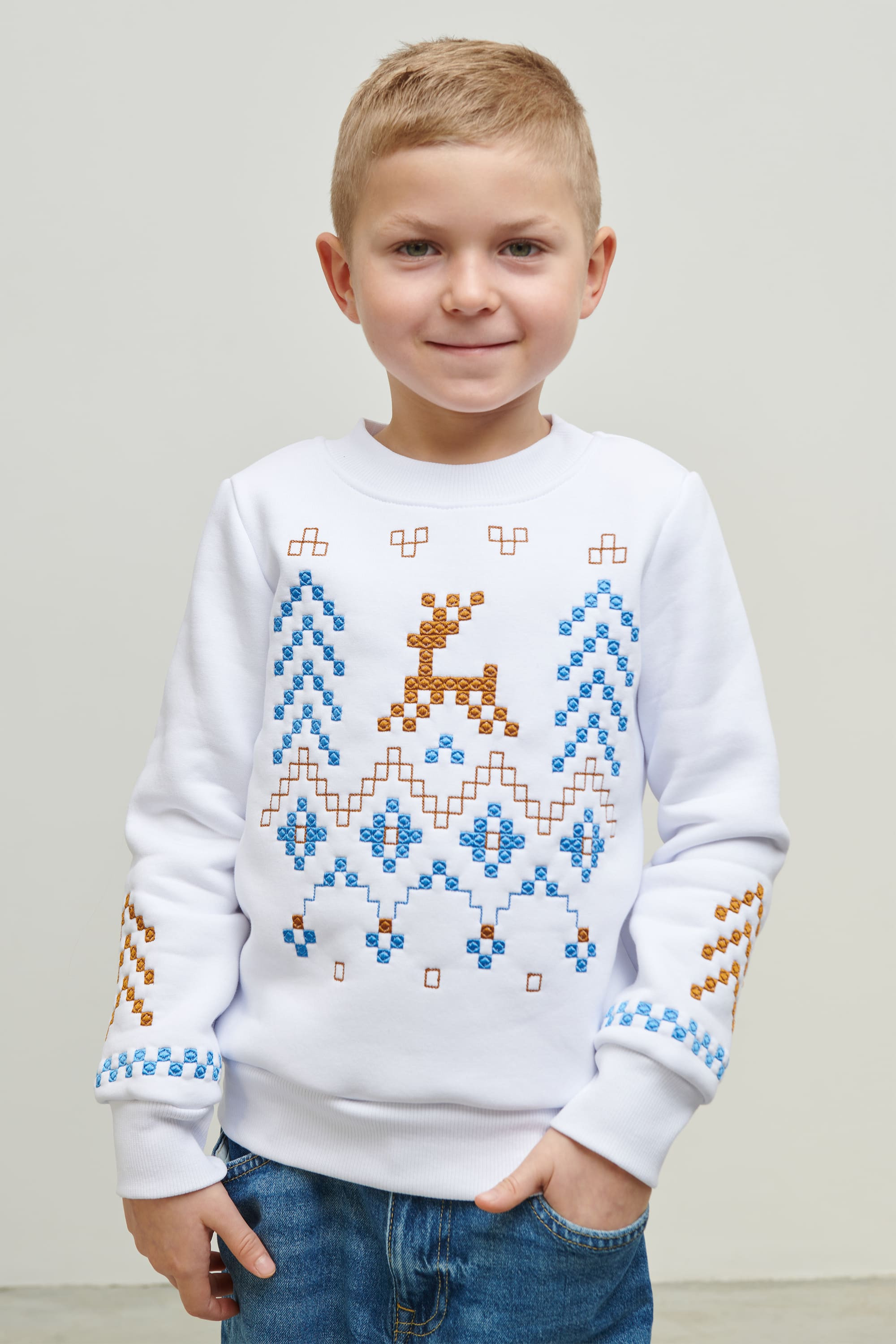 Christmas white sweatshirt for a boy December