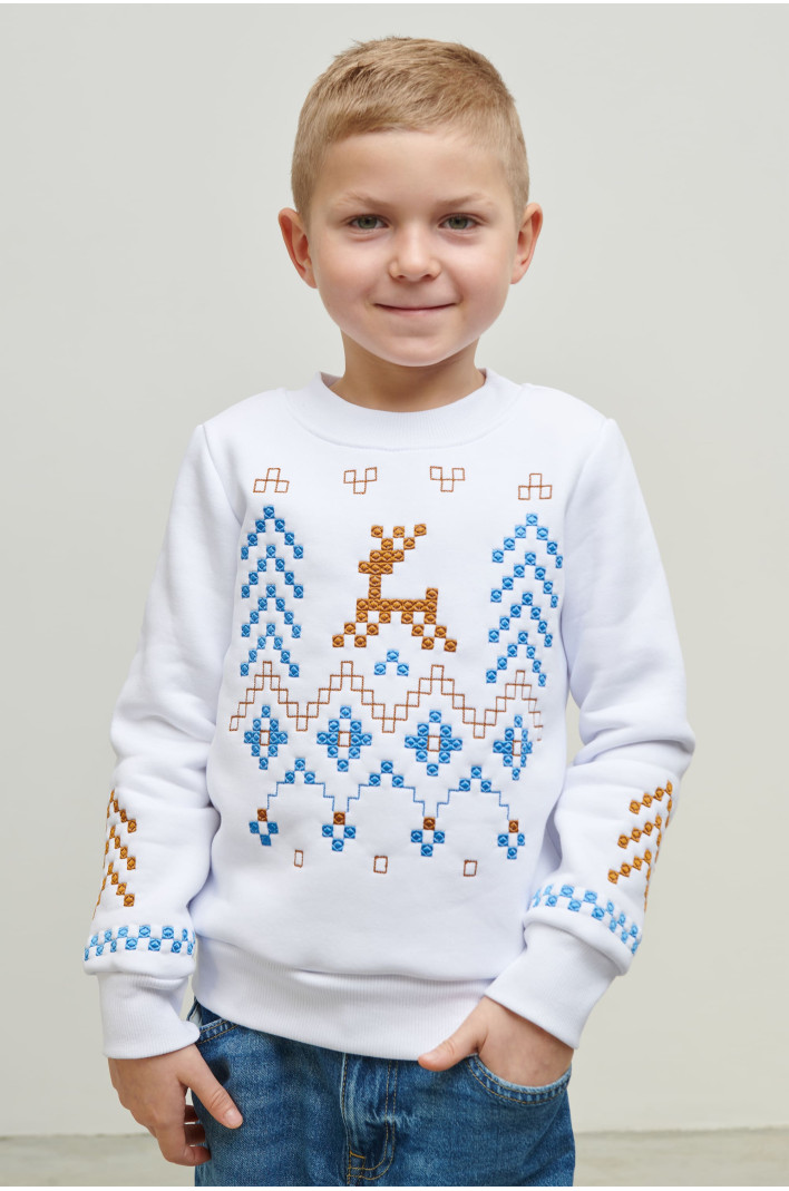 Christmas white sweatshirt for a boy December | 80
