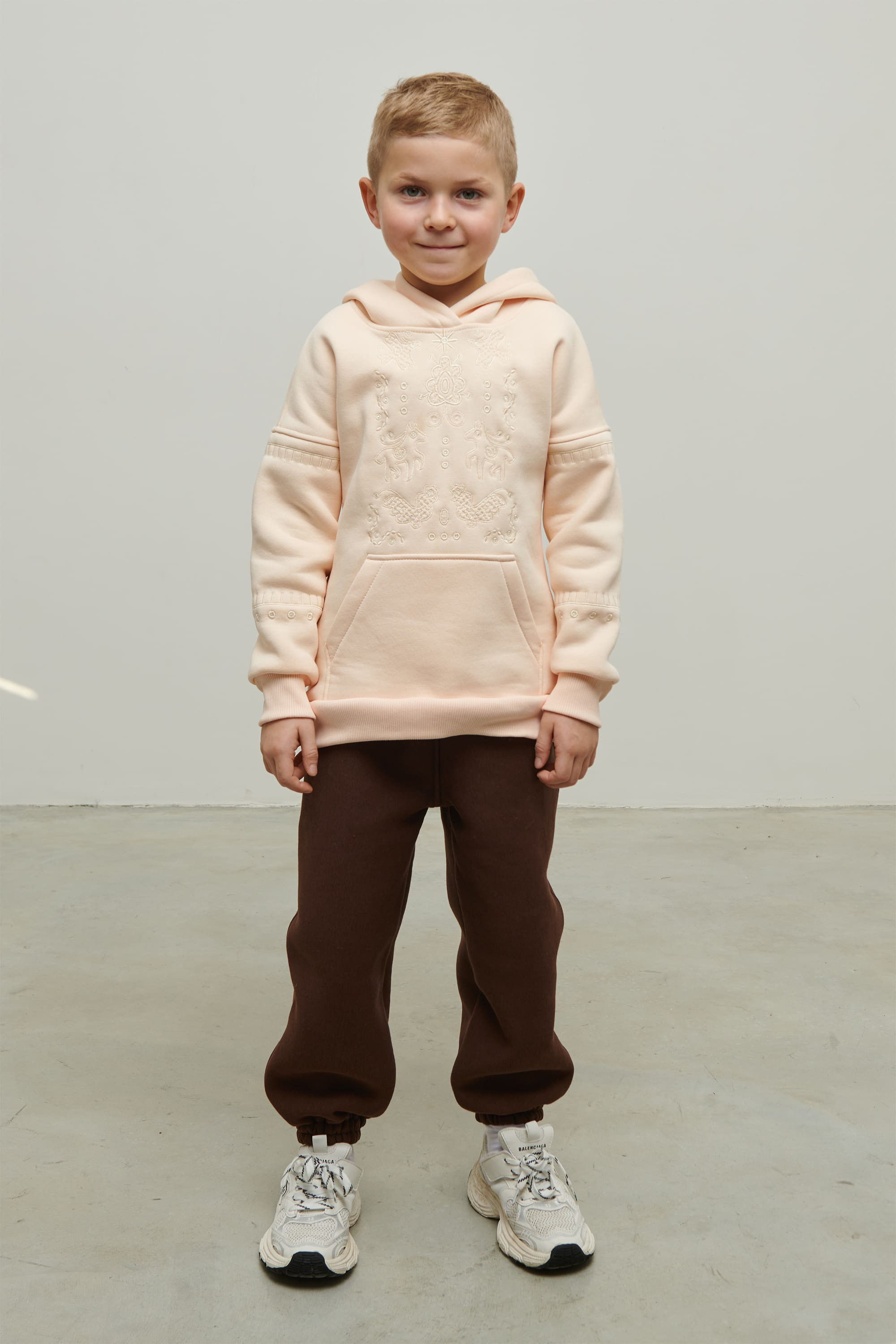 Beige hoodie for a boy Svyatko | 110