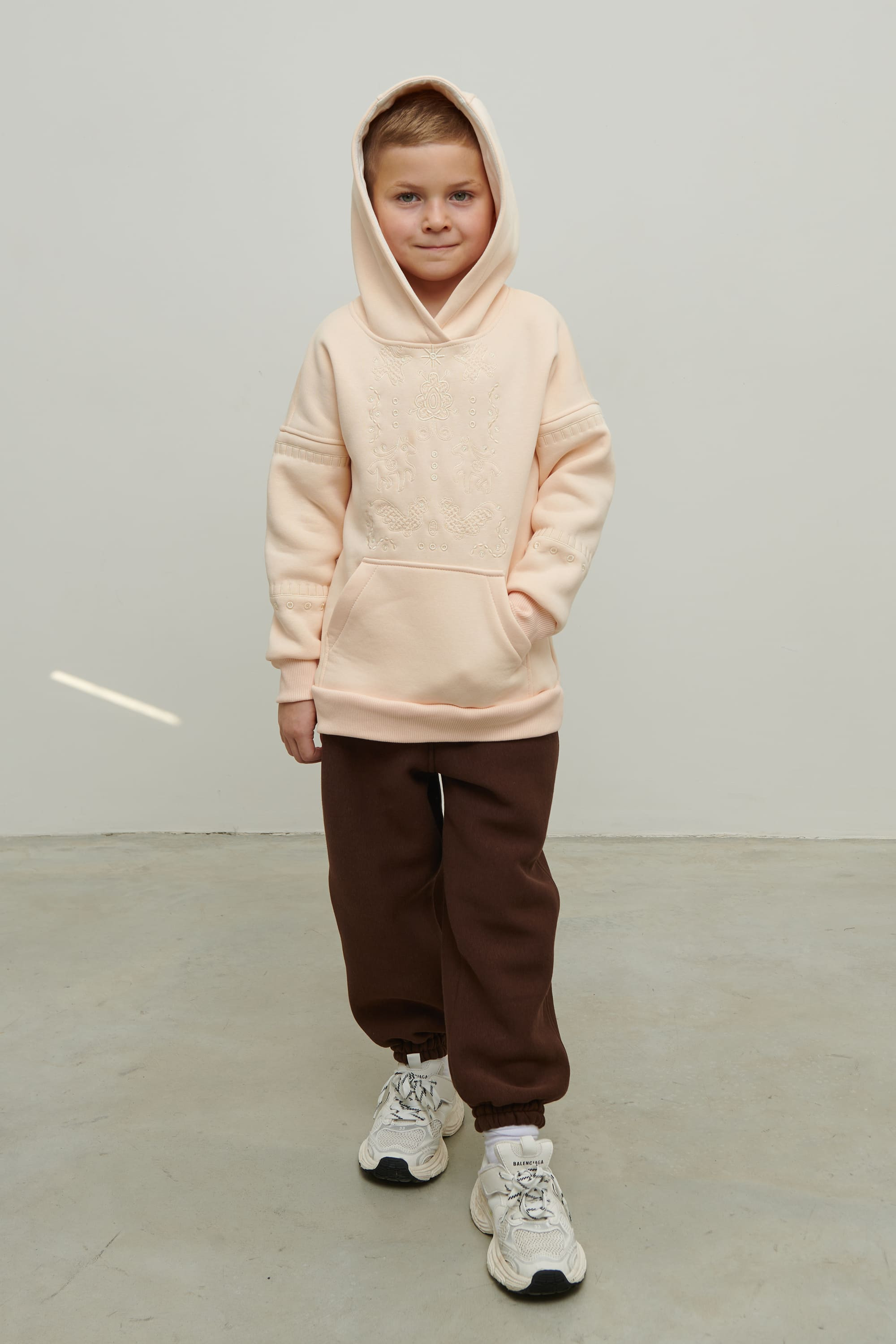 Beige hoodie for a boy Svyatko