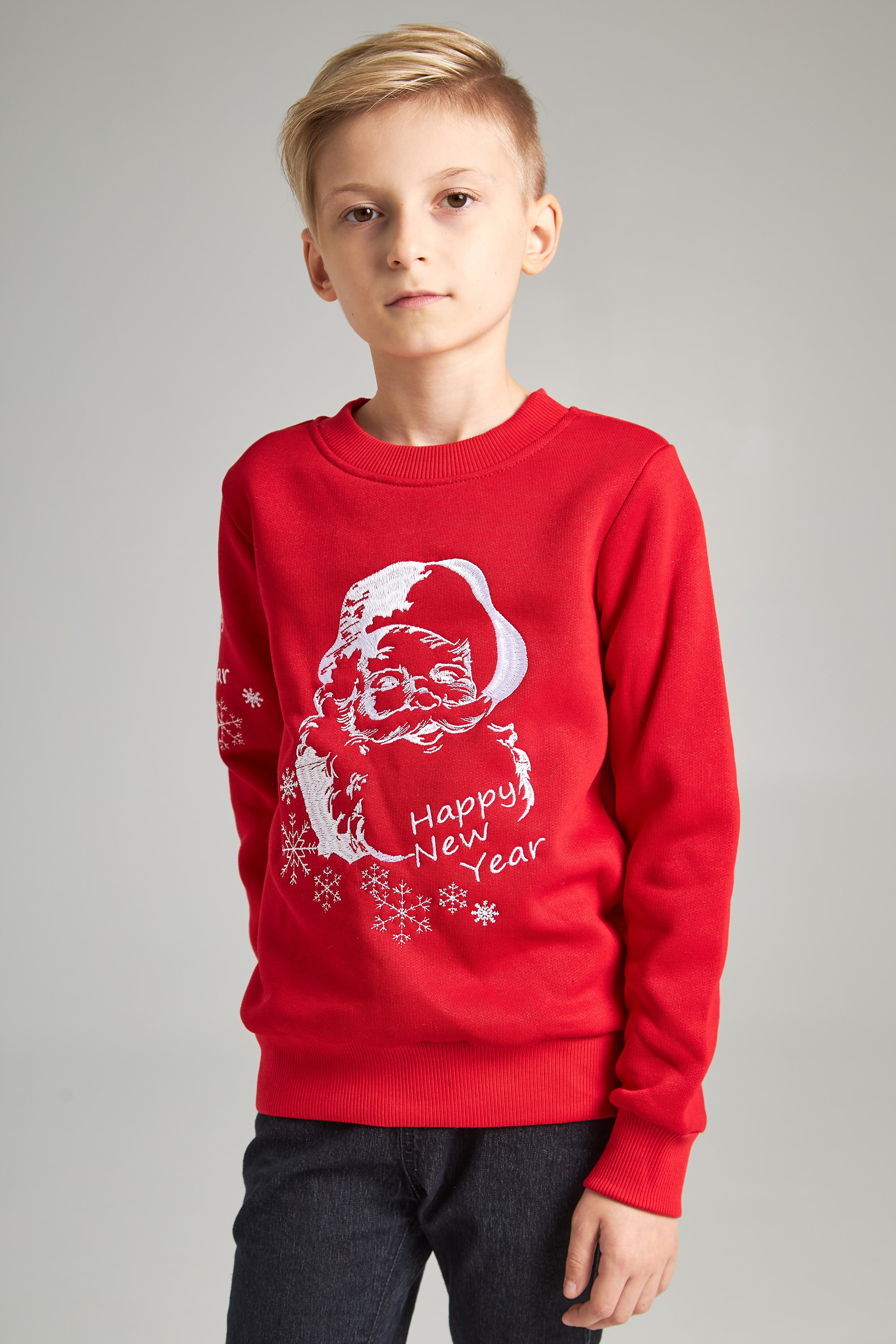 Christmas sweatshirt for a boy Santa Claus, red