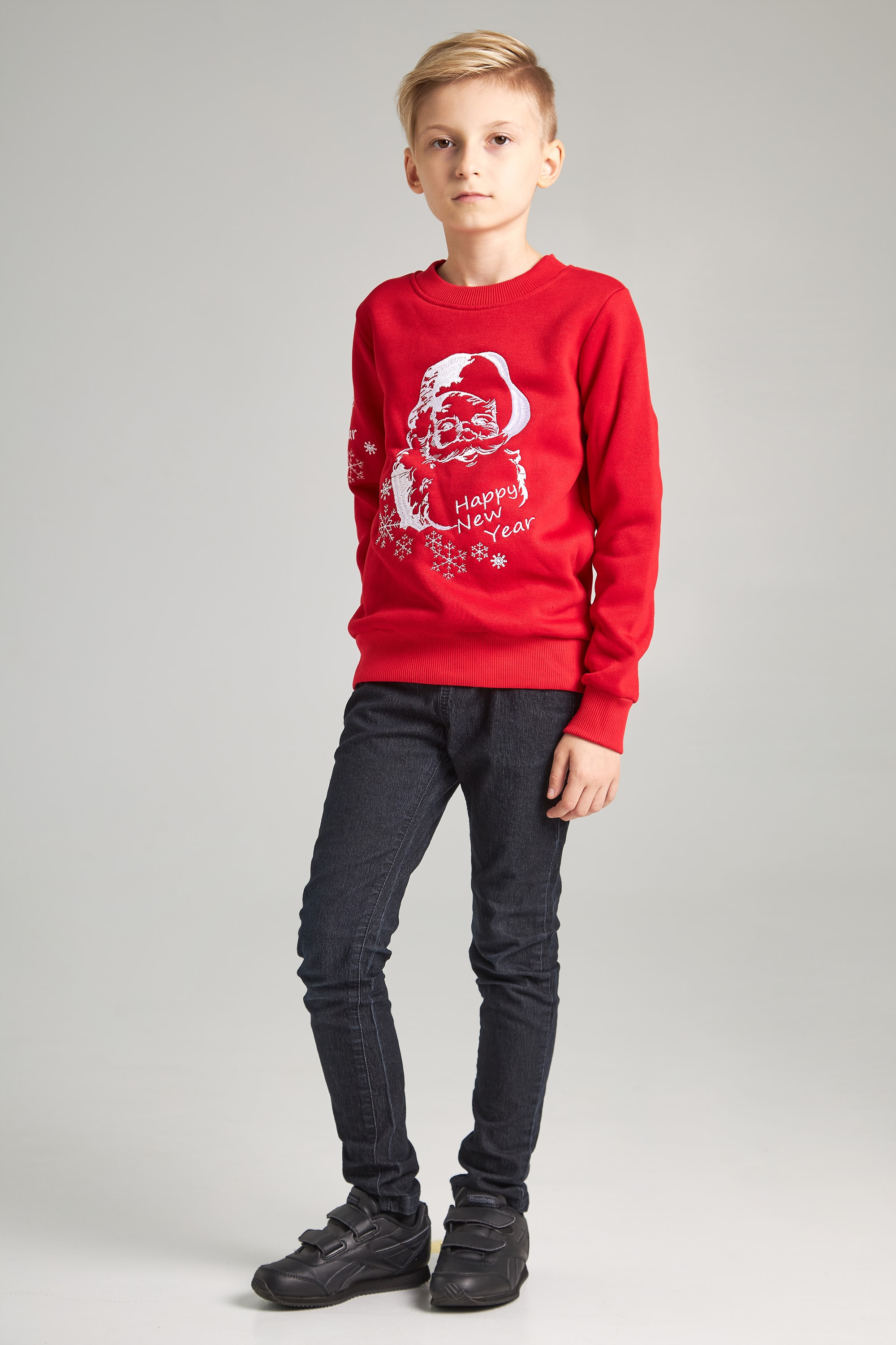 Christmas sweatshirt for a boy Santa Claus, red