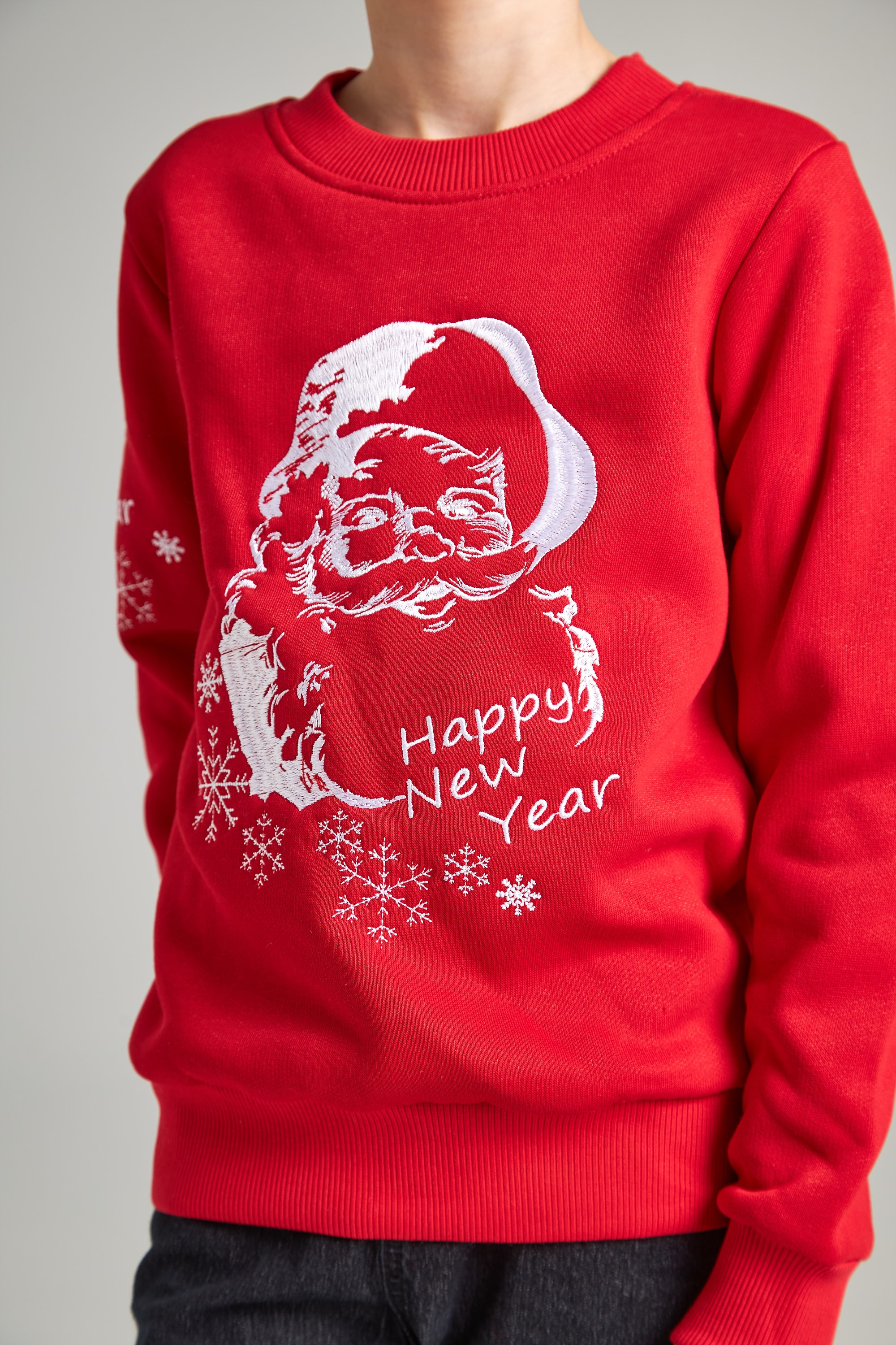 Christmas sweatshirt for a boy Santa Claus, red
