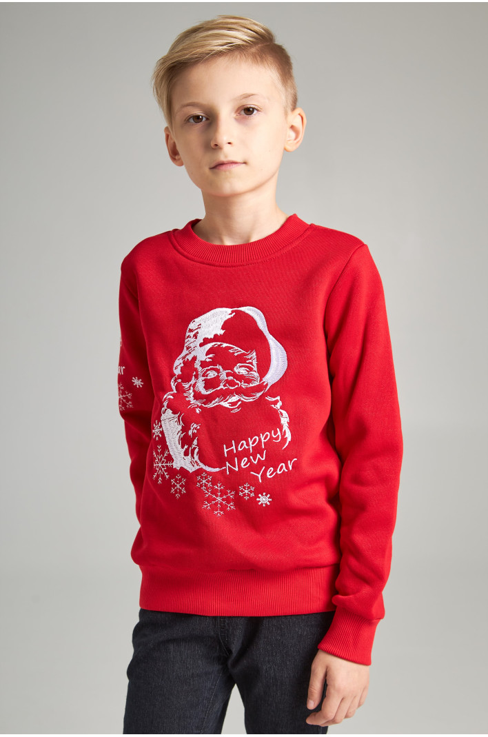 Christmas sweatshirt for a boy Santa Claus, red | 80