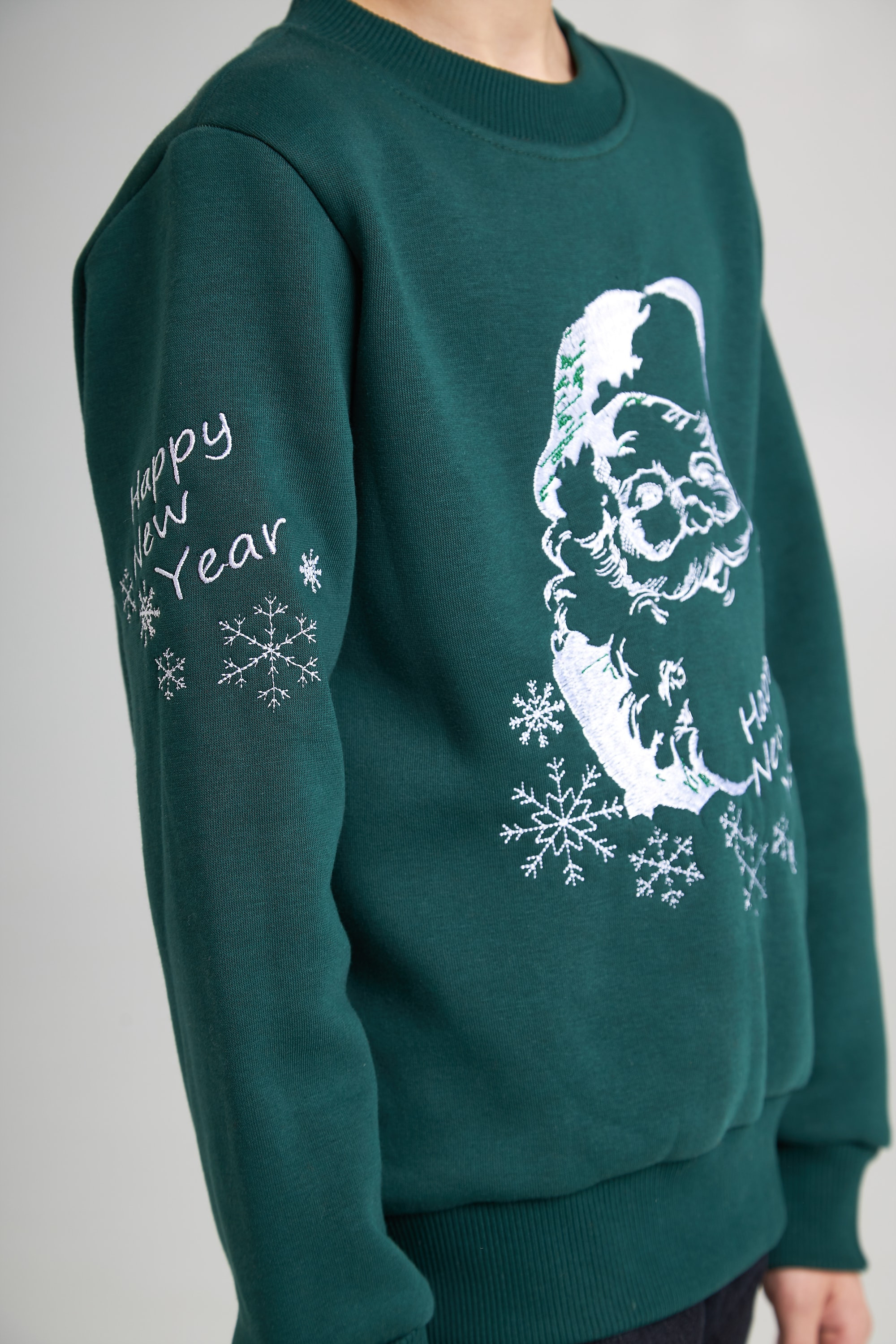 Christmas sweatshirt for a boy Santa Claus, Green | 86