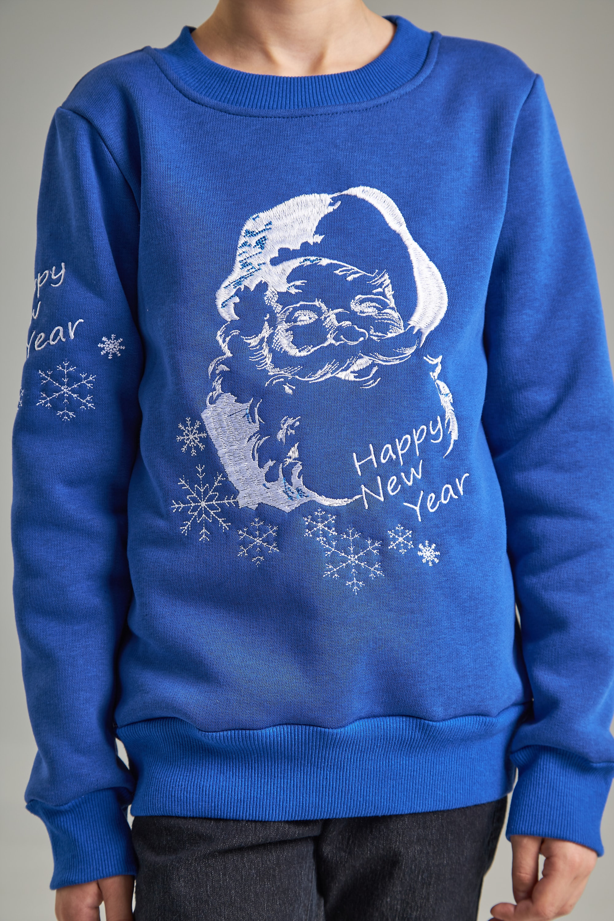 Christmas sweatshirt for a boy Santa Claus, blue | 86