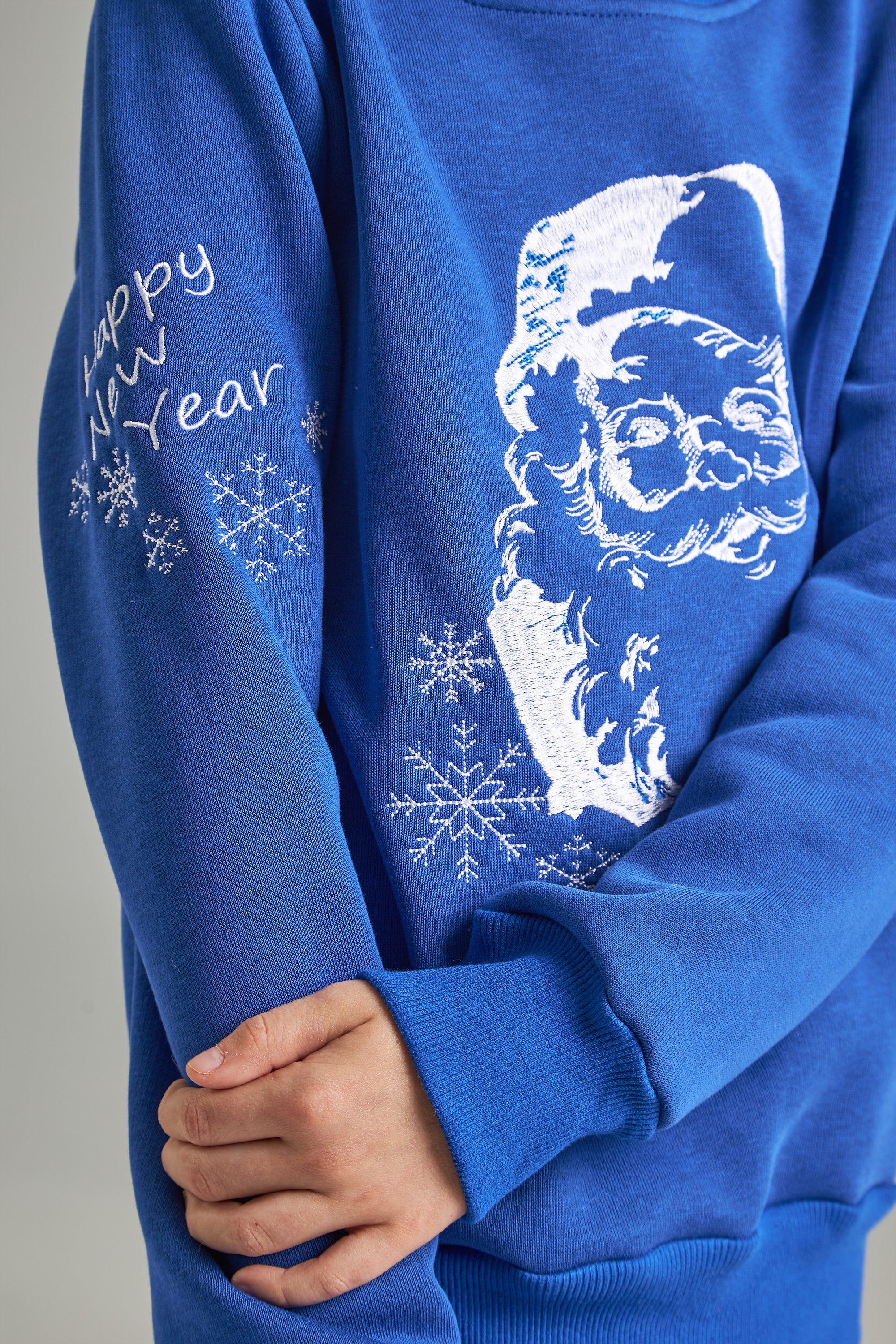 Christmas sweatshirt for a boy Santa Claus, blue