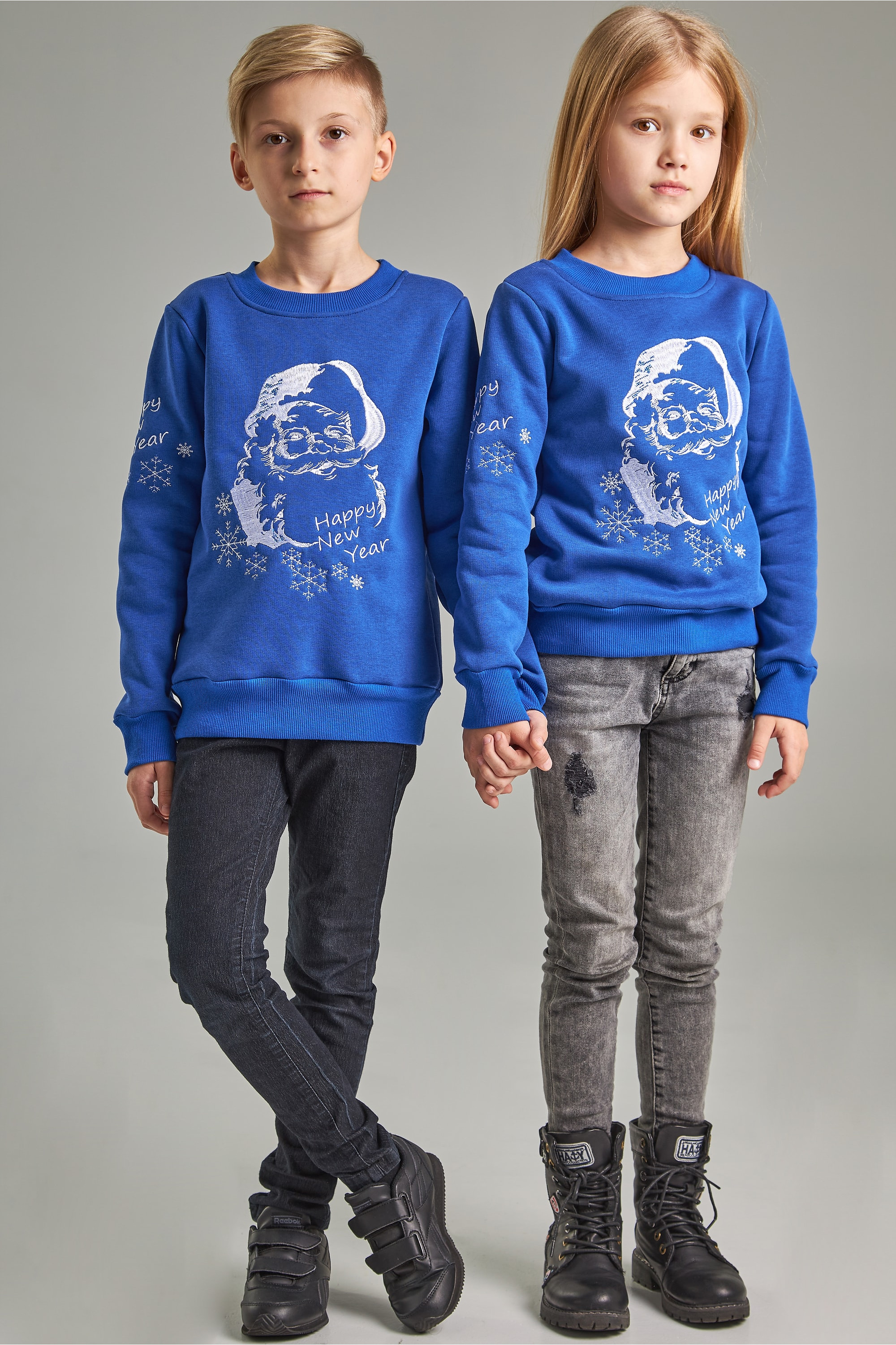 Christmas sweatshirt for a boy Santa Claus, blue | 86