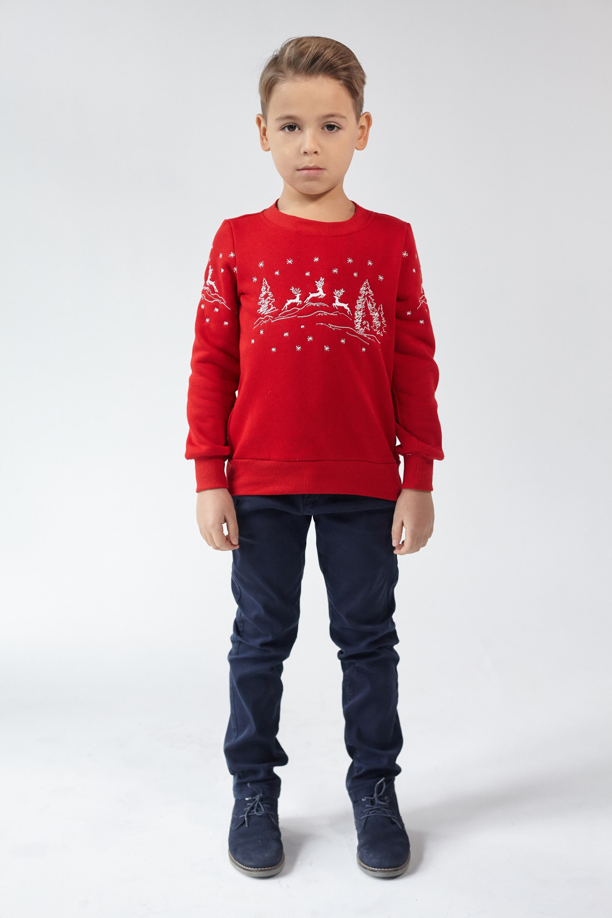 Christmas sweatshirt for a boy deer Red | 80