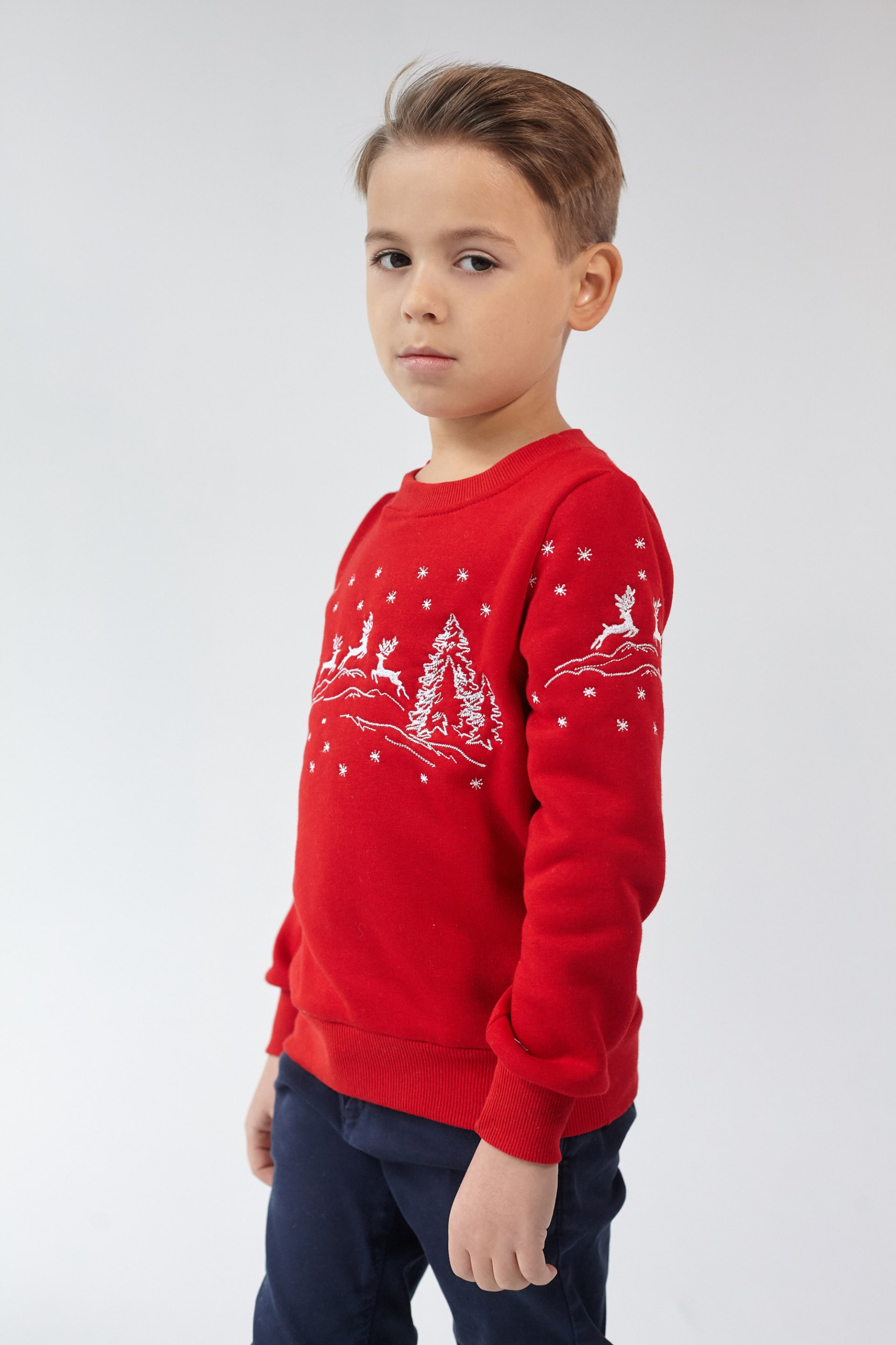 Christmas sweatshirt for a boy deer Red | 80