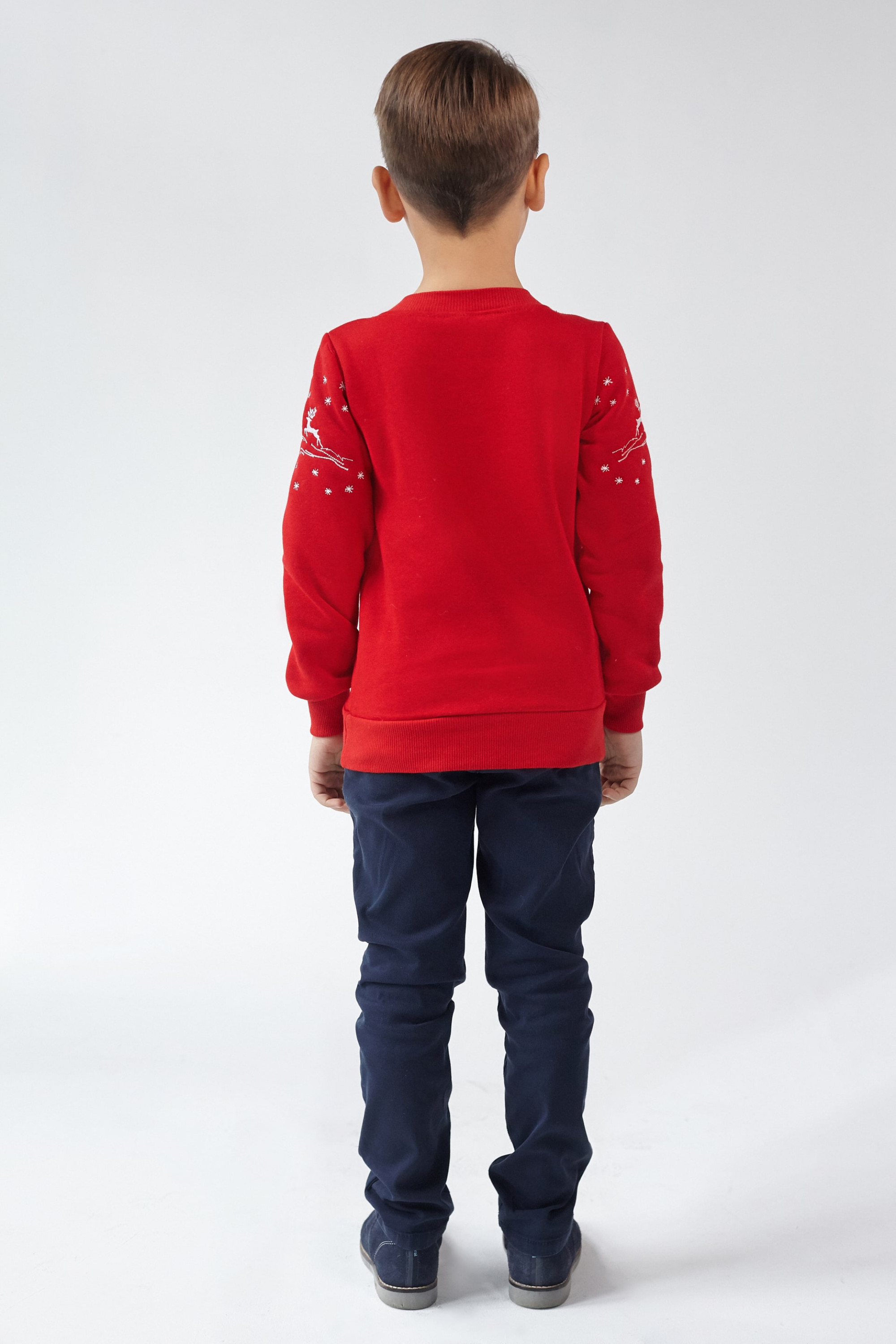 Christmas sweatshirt for a boy deer Red