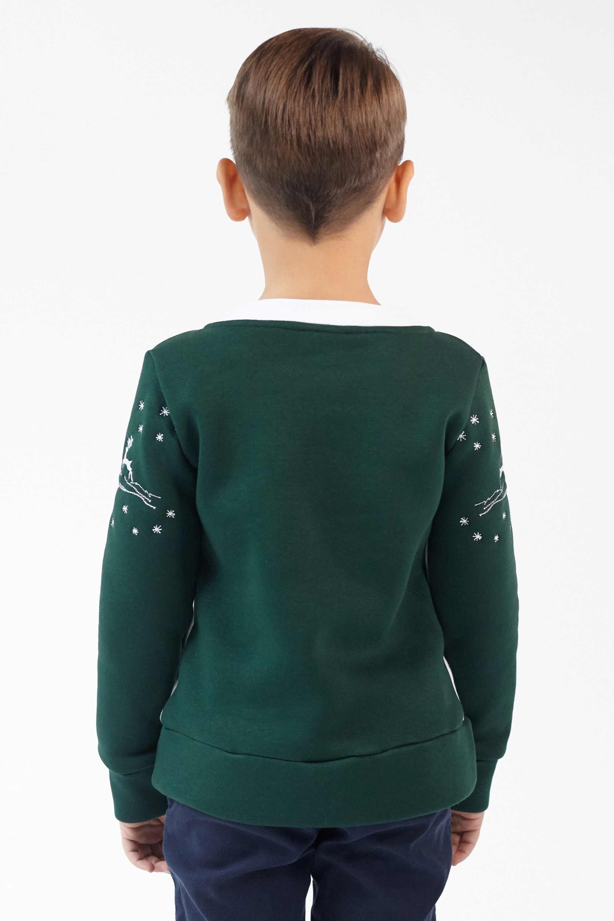 Christmas sweatshirt for a boy Green Deer | 80