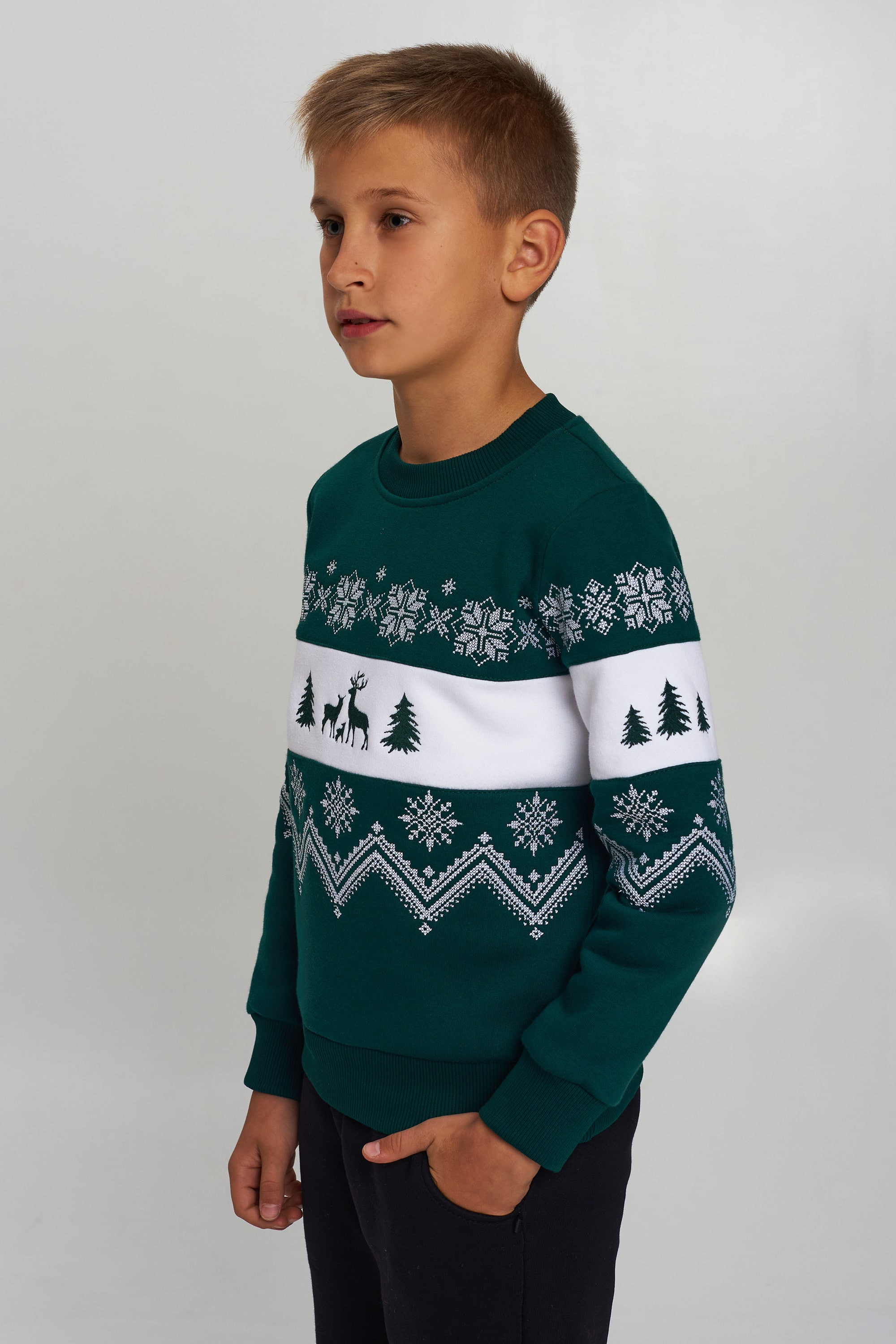Christmas sweatshirt for a boy green