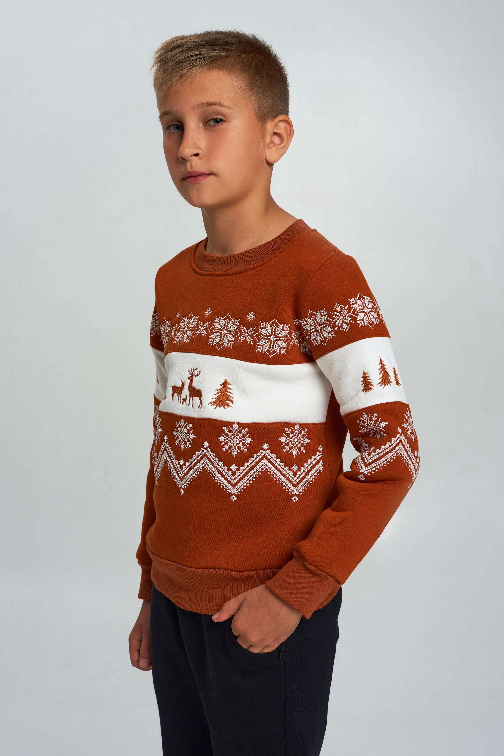 Christmas sweatshirt for a boy brown