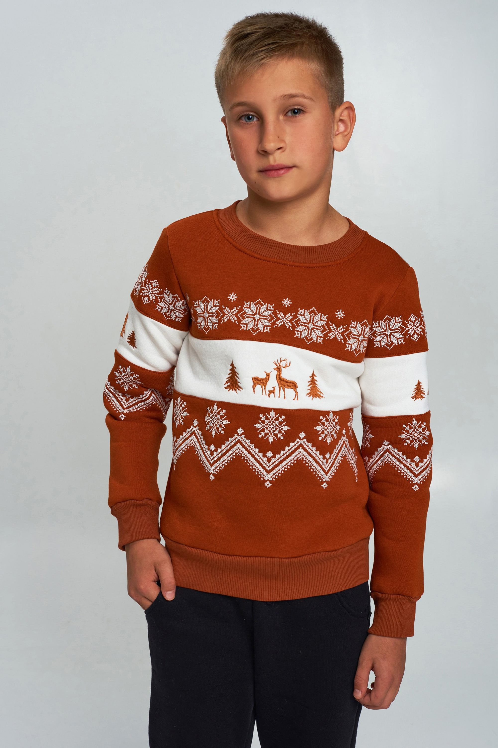 Christmas sweatshirt for a boy brown