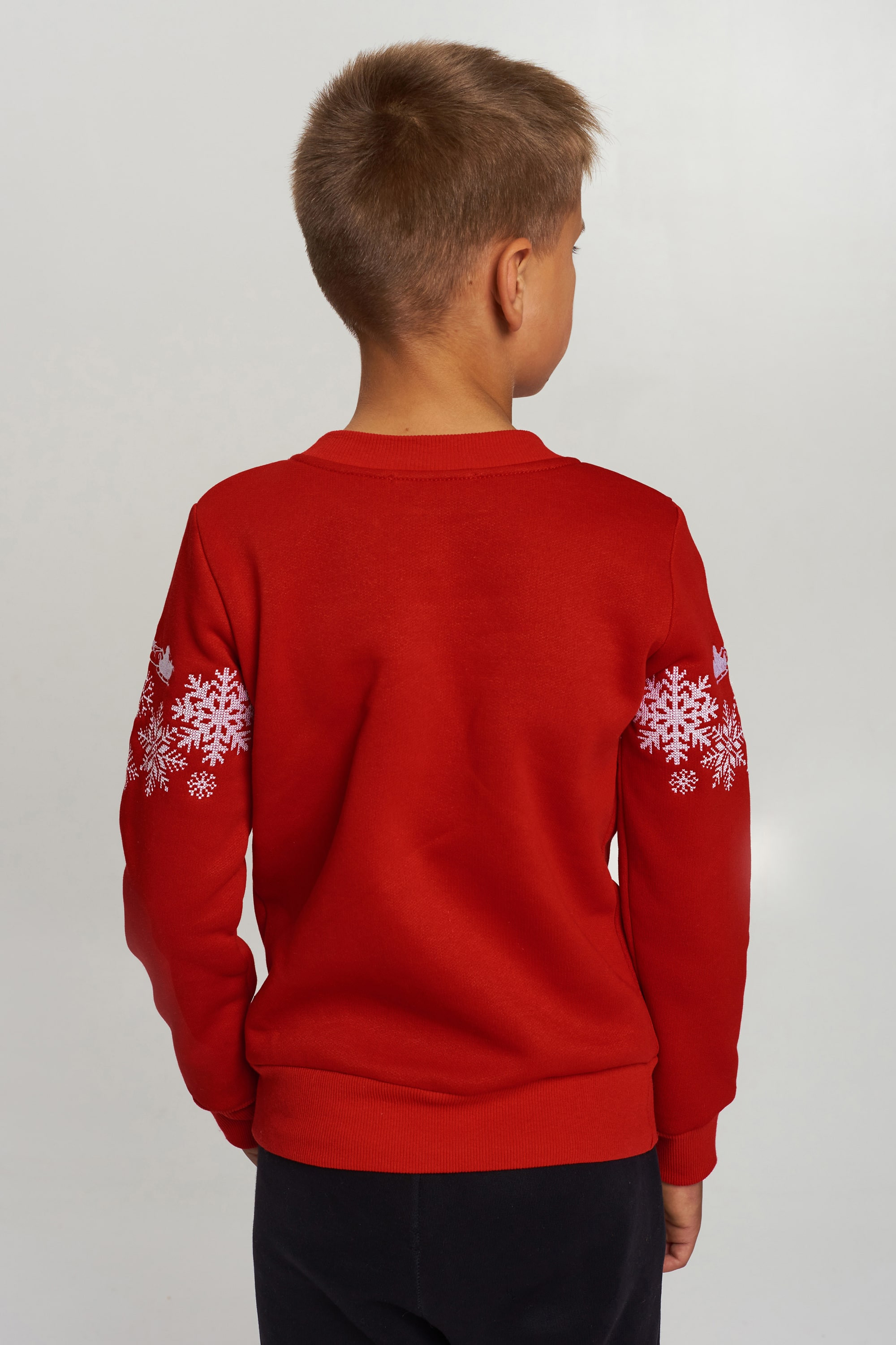 Christmas sweatshirt for a boy red with Santa Claus | 80