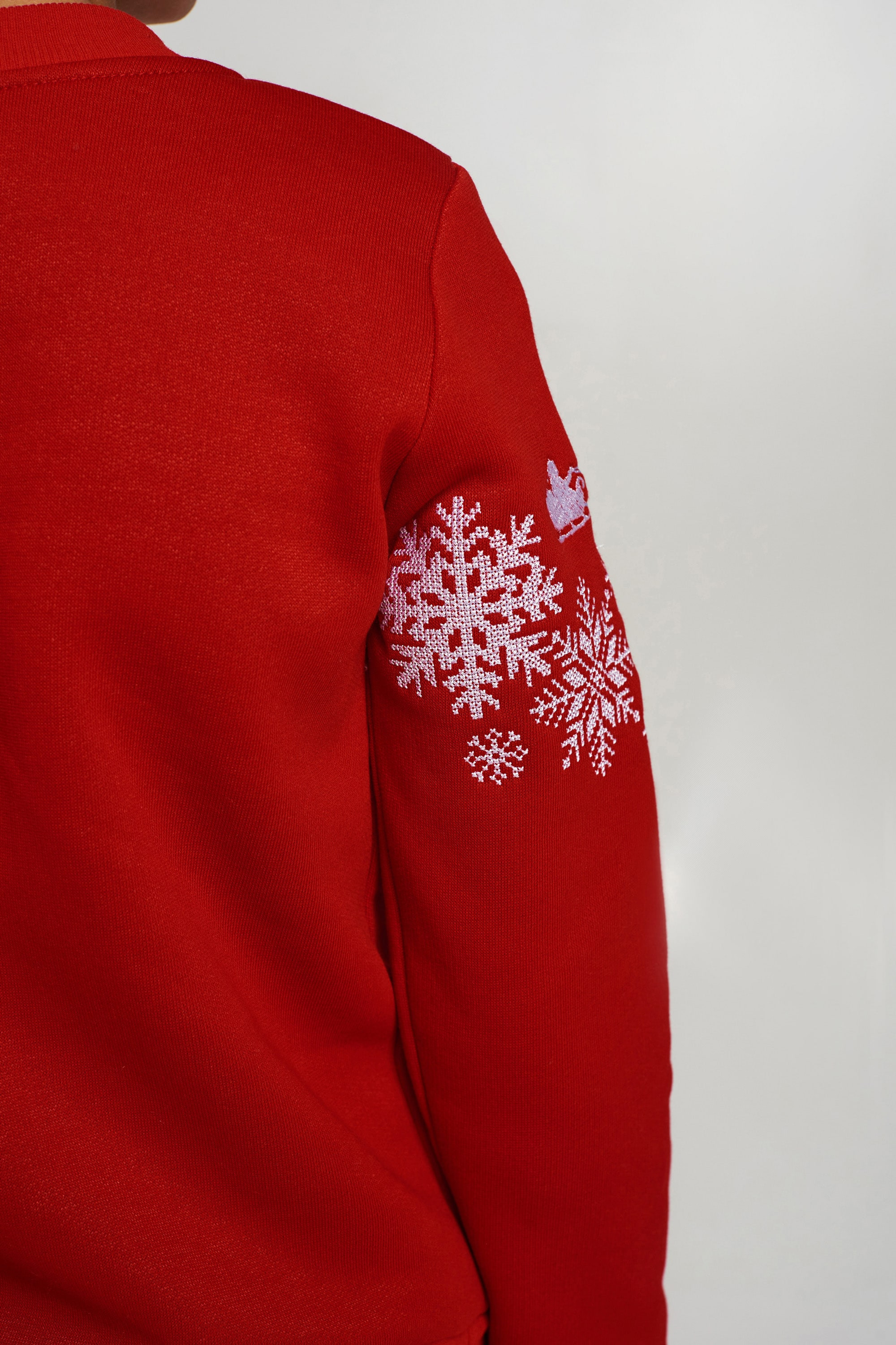 Christmas sweatshirt for a boy red with Santa Claus | 80