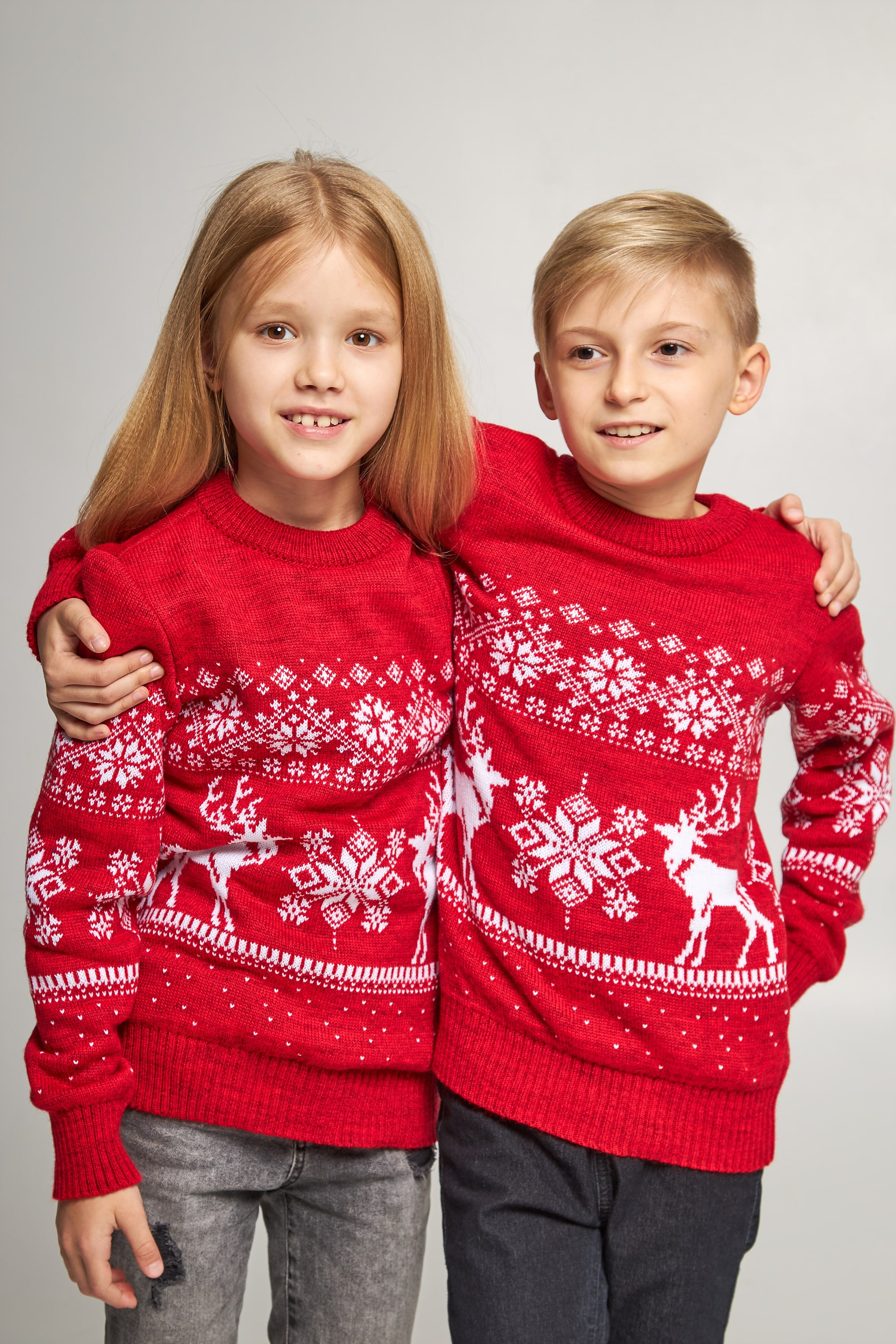 Knitted sweater for a boy Santa Claus with deer red deer | 104-110