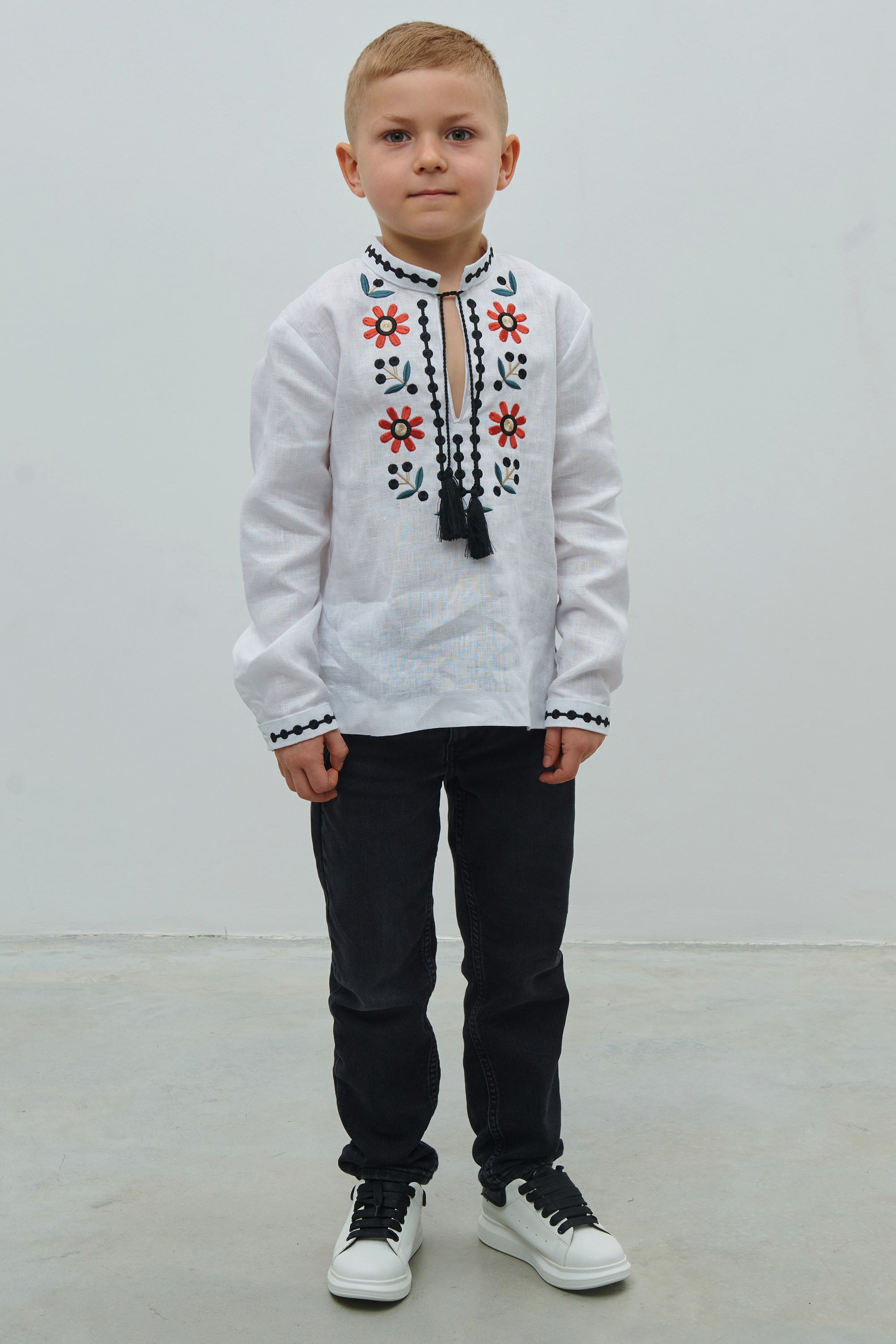 Linen white shirt for a boy Rozkvit | 110