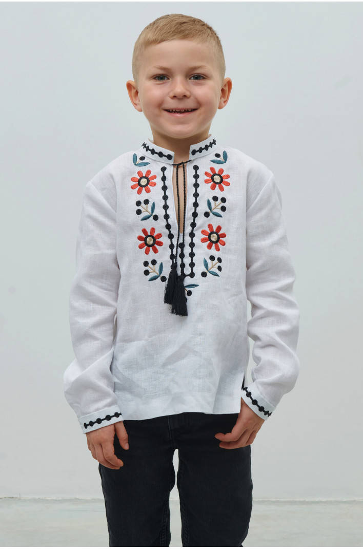 Linen white shirt for a boy Rozkvit | 110