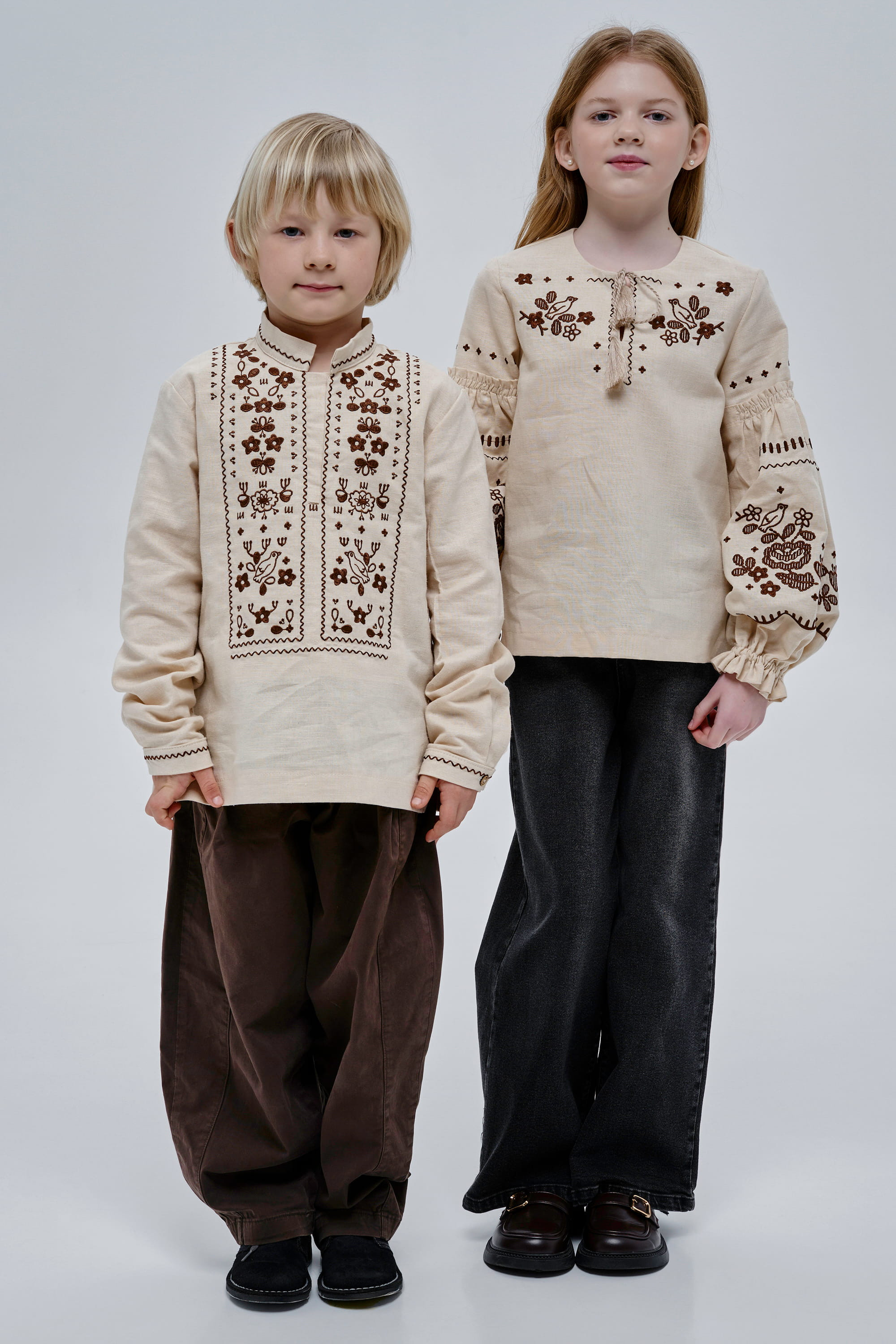 Boys’ Beige Embroidered Shirt Huli-Huli | 110