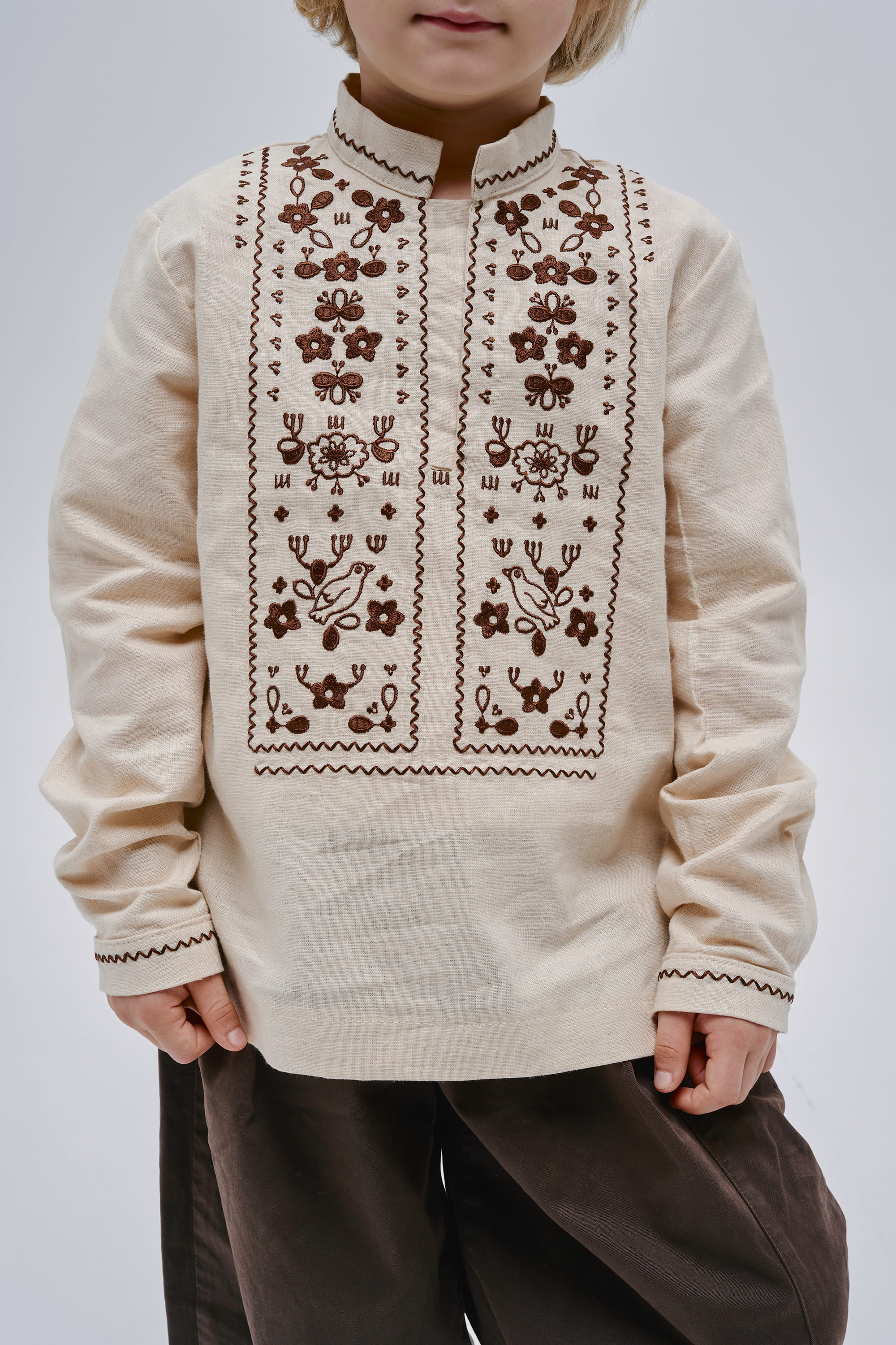Boys’ Beige Embroidered Shirt Huli-Huli