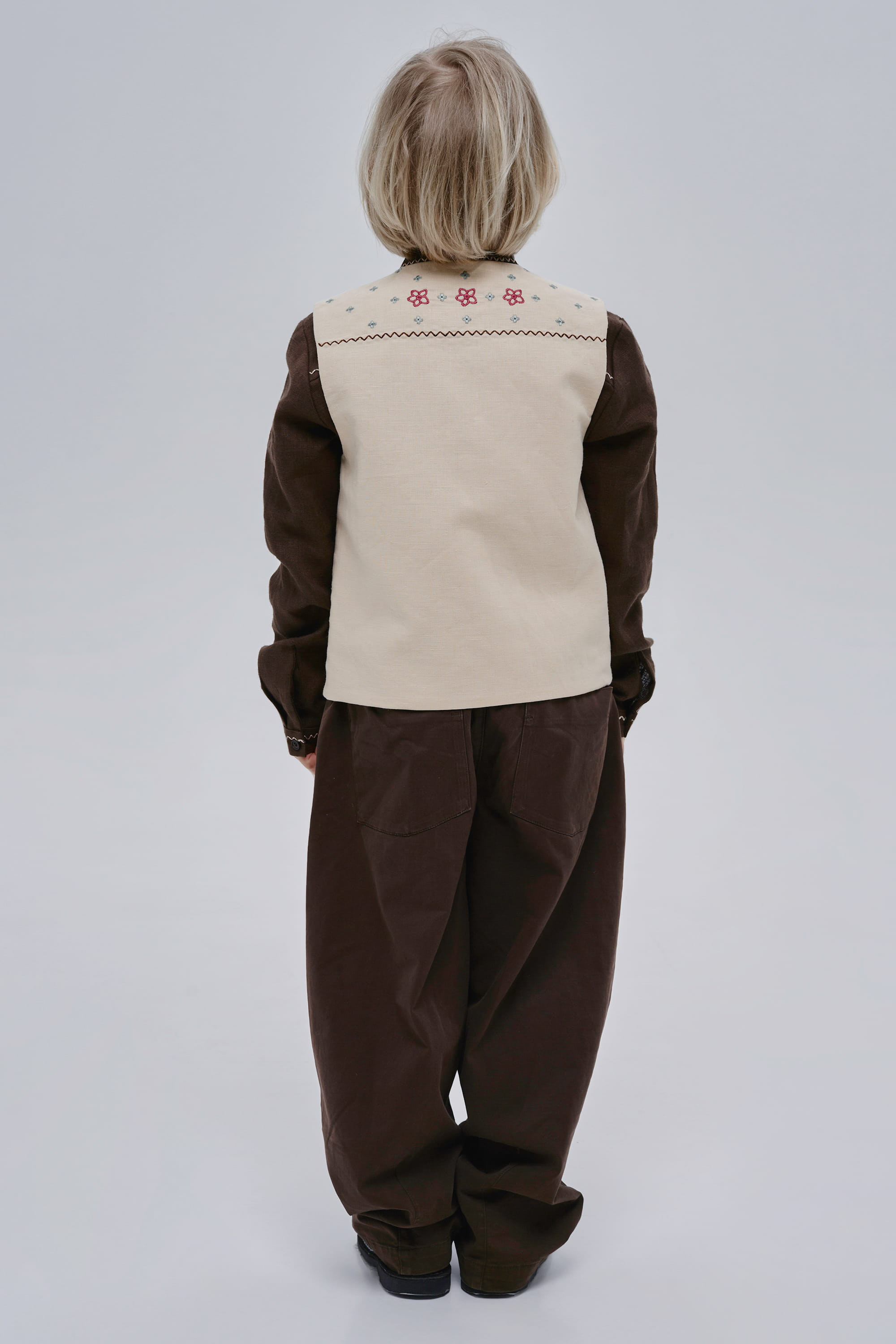 Embroidered beige vest for boy Guli-Guli | 116-122