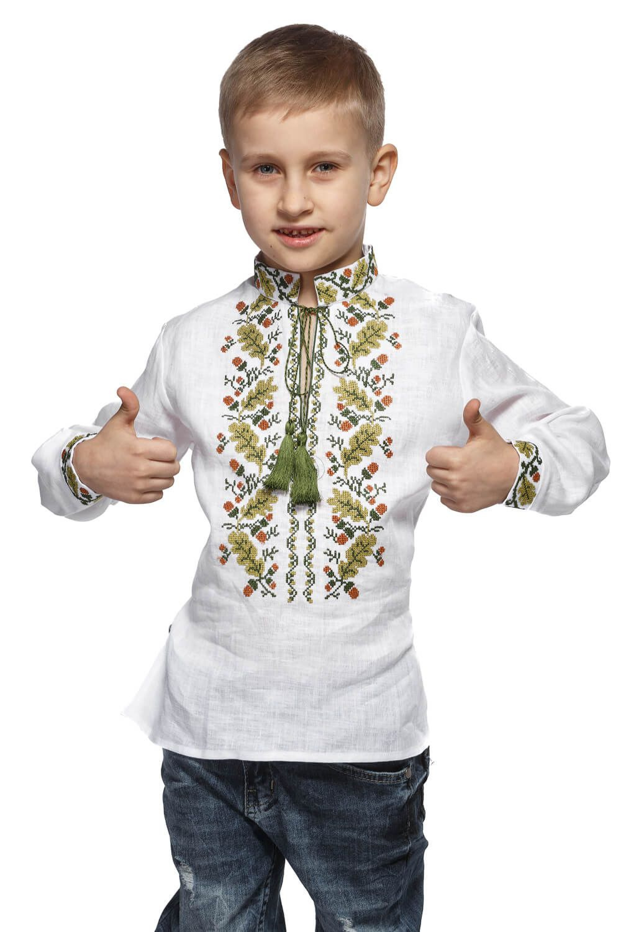 Біла вишиванка для хлопчика Дубок | 110