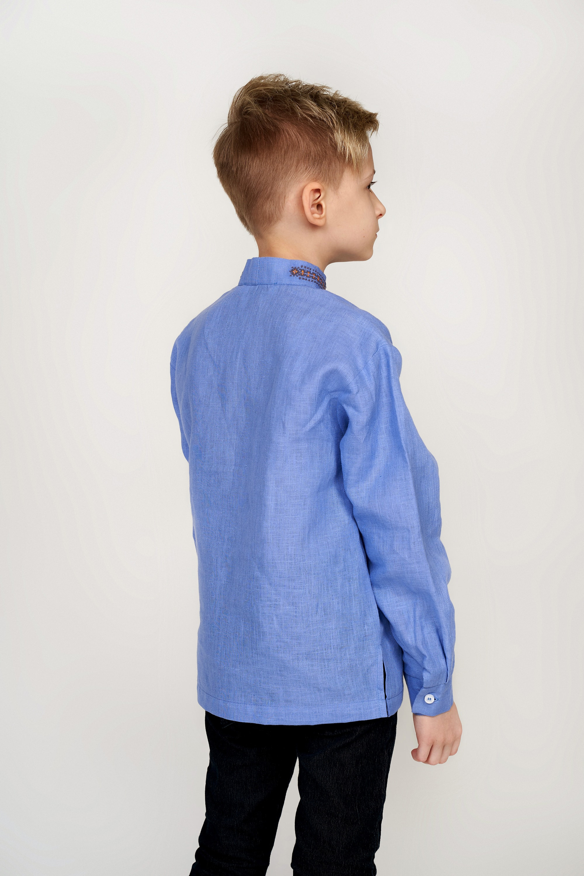 Children's embroider for a boy Blue with brushes