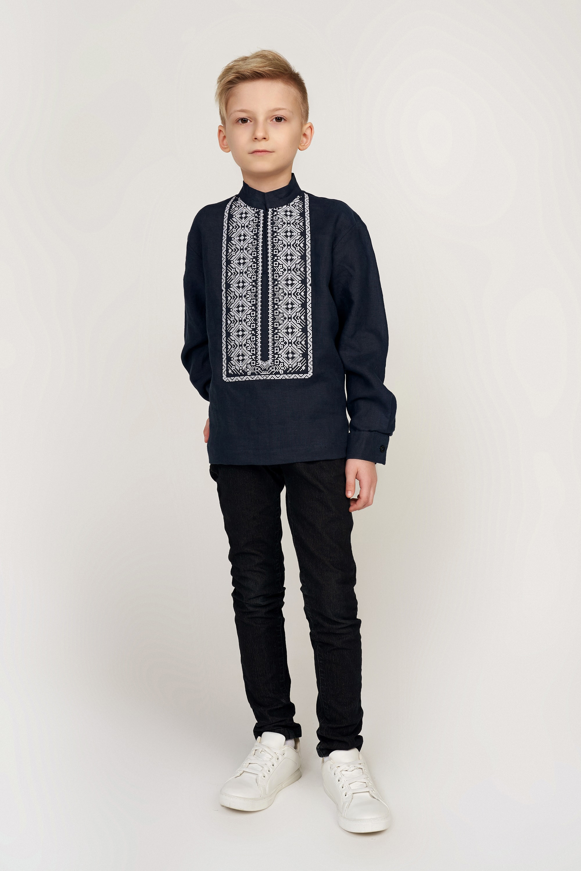 Children's embroidery for a boy blue