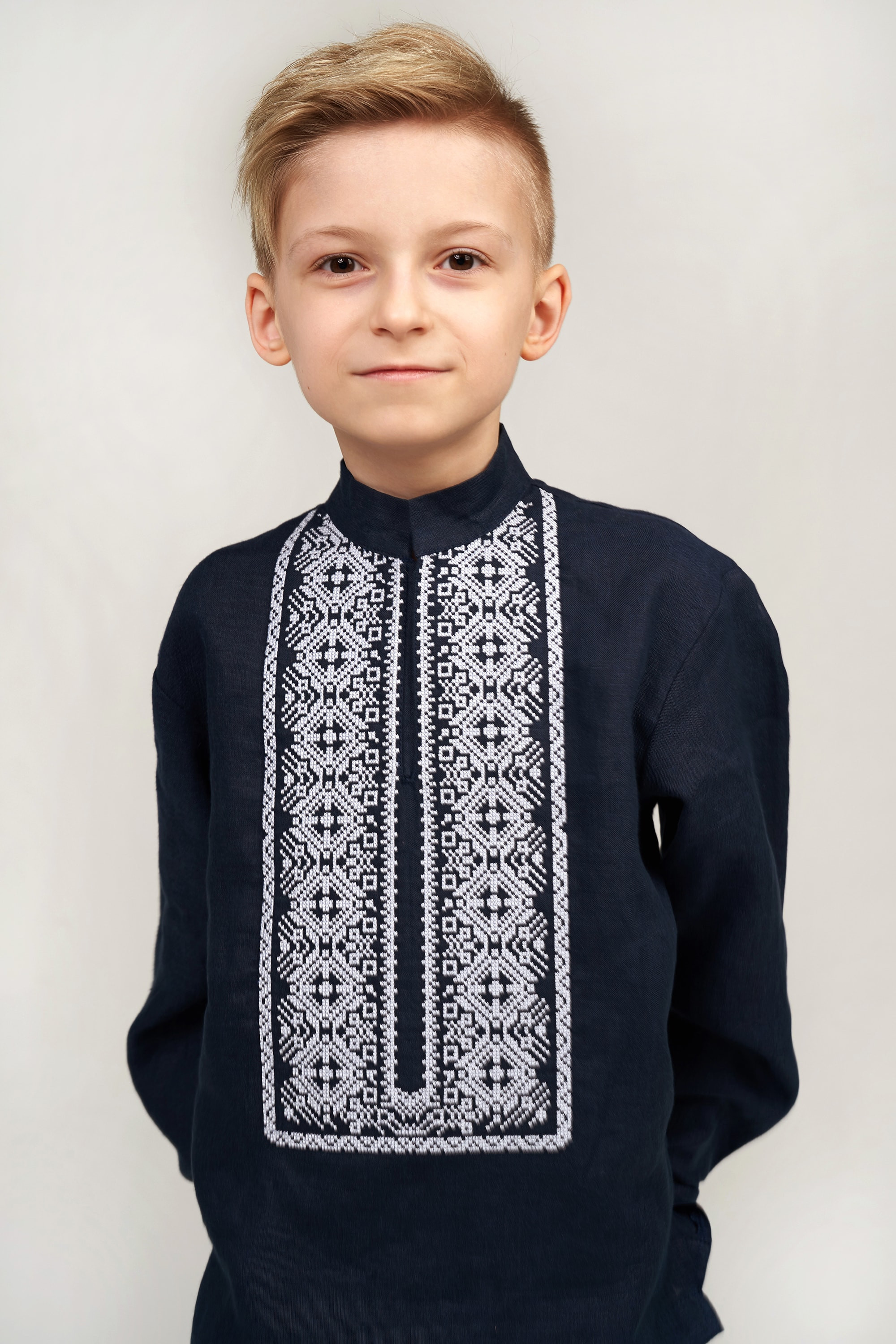 Children's embroidery for a boy blue