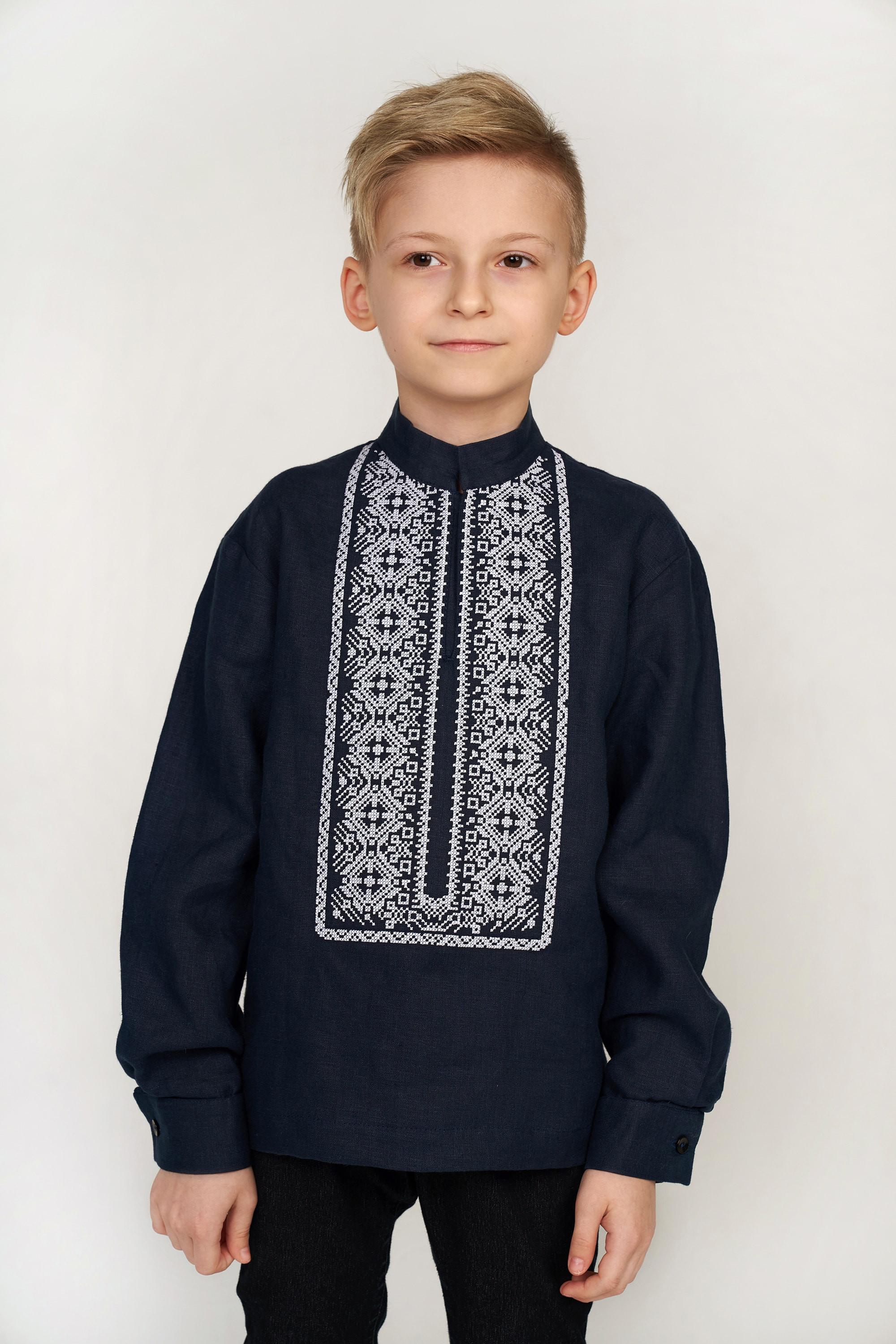 Children's embroidery for a boy blue