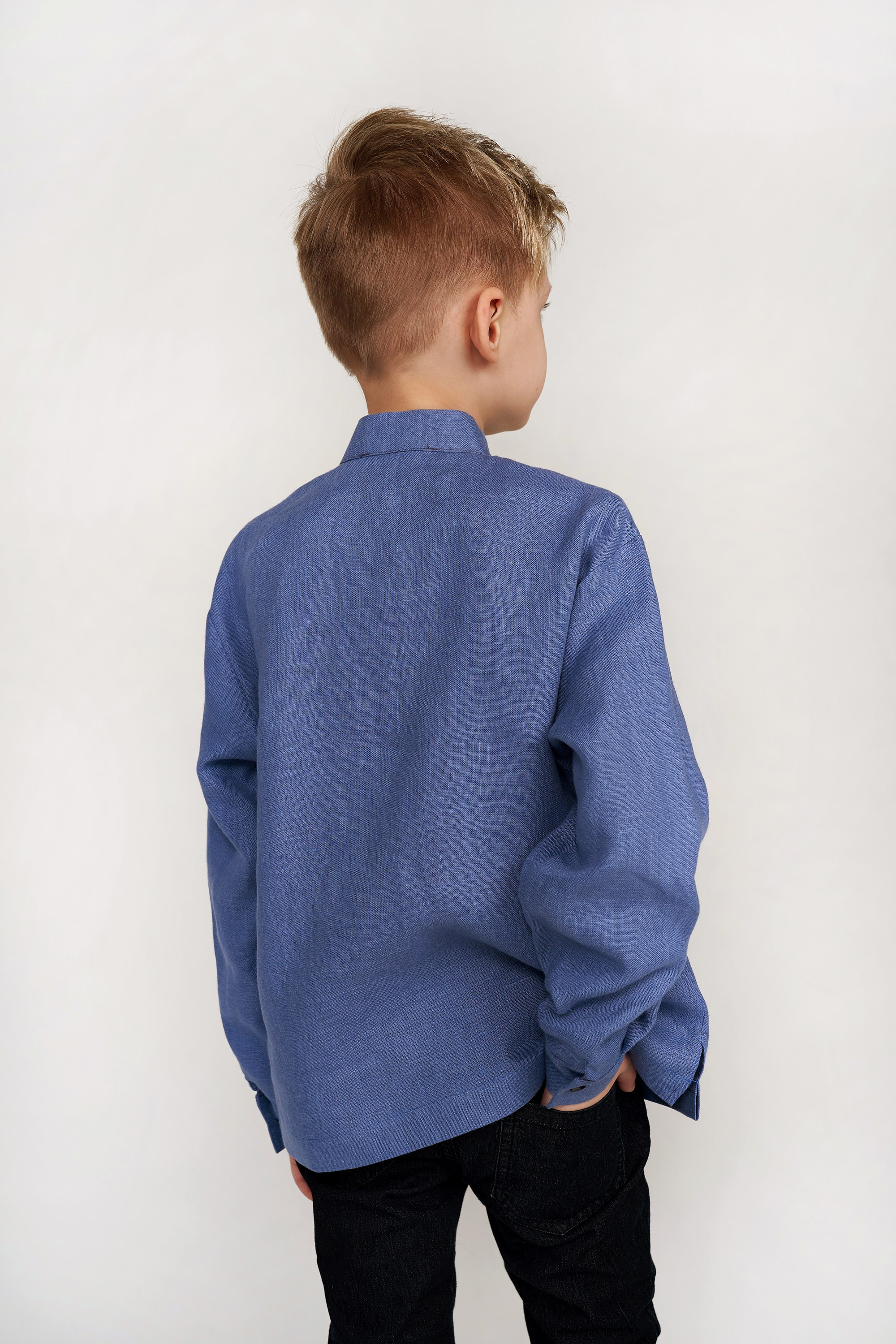Children's embroidery for a boy blue with yellow embroidery Children's embroidery for a boy blue with yellow embroidery