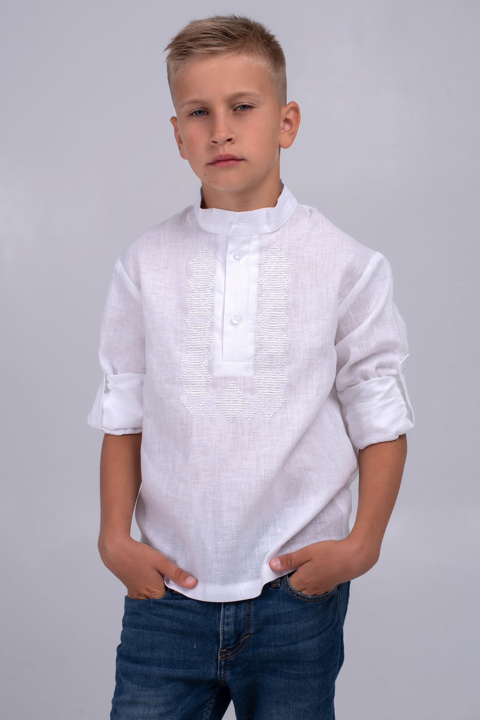 Children's embroidery for a boy white | 110